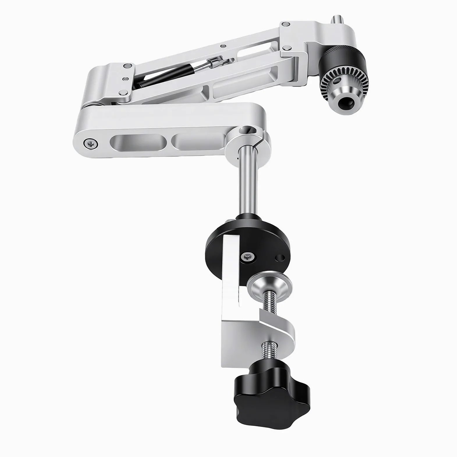 Ramię Wspornika Wspornika Gwintowanego, Pionowe, Poziome | Stop aluminium CNC, anodowany, skok 130 mm, szczęka 1,5–10 mm, zastosowanie w pionie i poziomie, mocowanie śrubowe, do