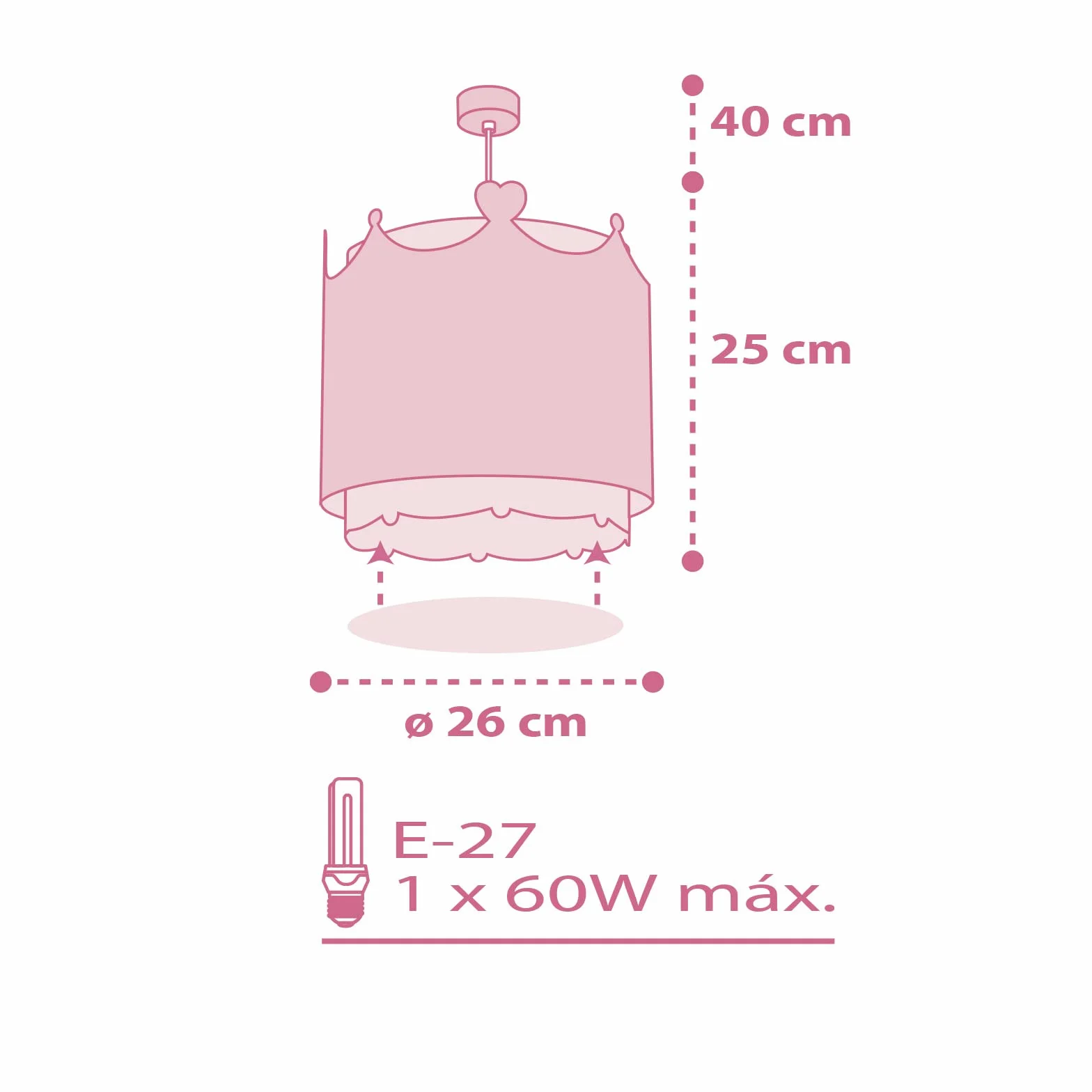 Lampa sufitowa dziecięca Dalber Little Queen Crown Hearts różowa (61102)