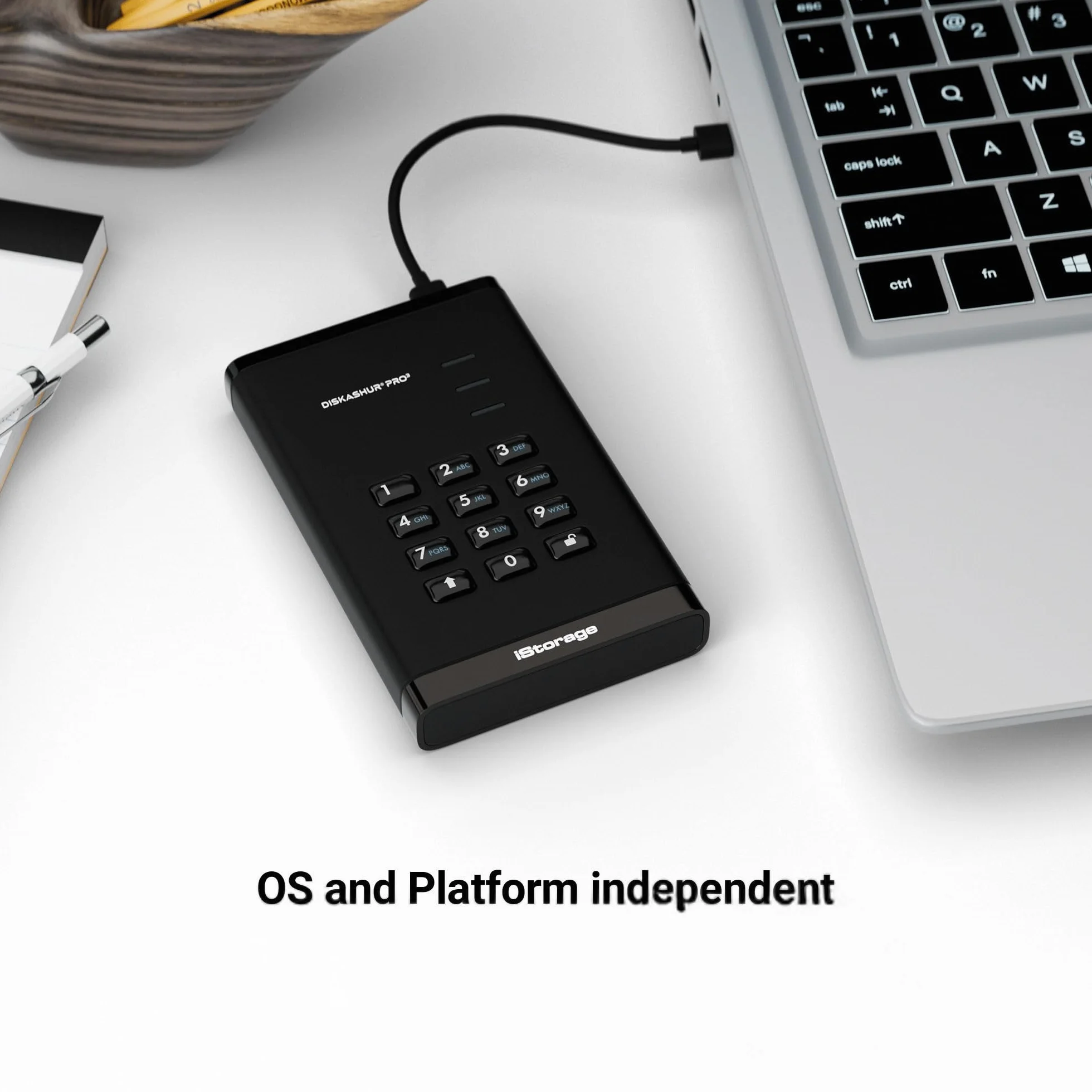 iStorage diskAshur PRO3 HDD 2TB - Bezpieczny przenośny dysk twardy - certyfikat FIPS Level 3 - Ochrona hasłem - Odporny na kurz/wodę - Szyfrowanie sprzętowe