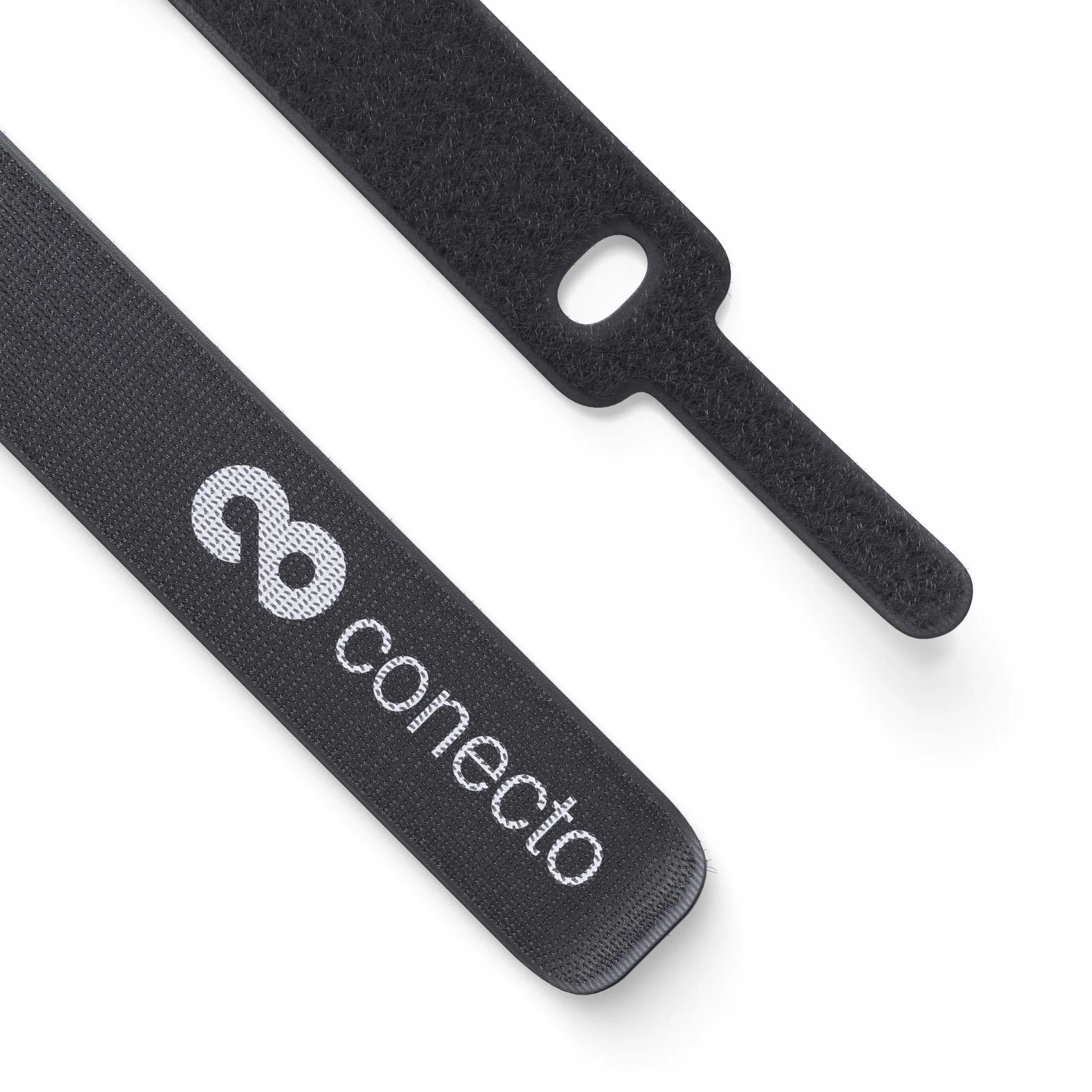 conecto Opaski kablowe na rzep 10 cm z pętelką - zarządzanie kablami, organizer na kable, zapięcie na rzepy, czarne, 10 szt.