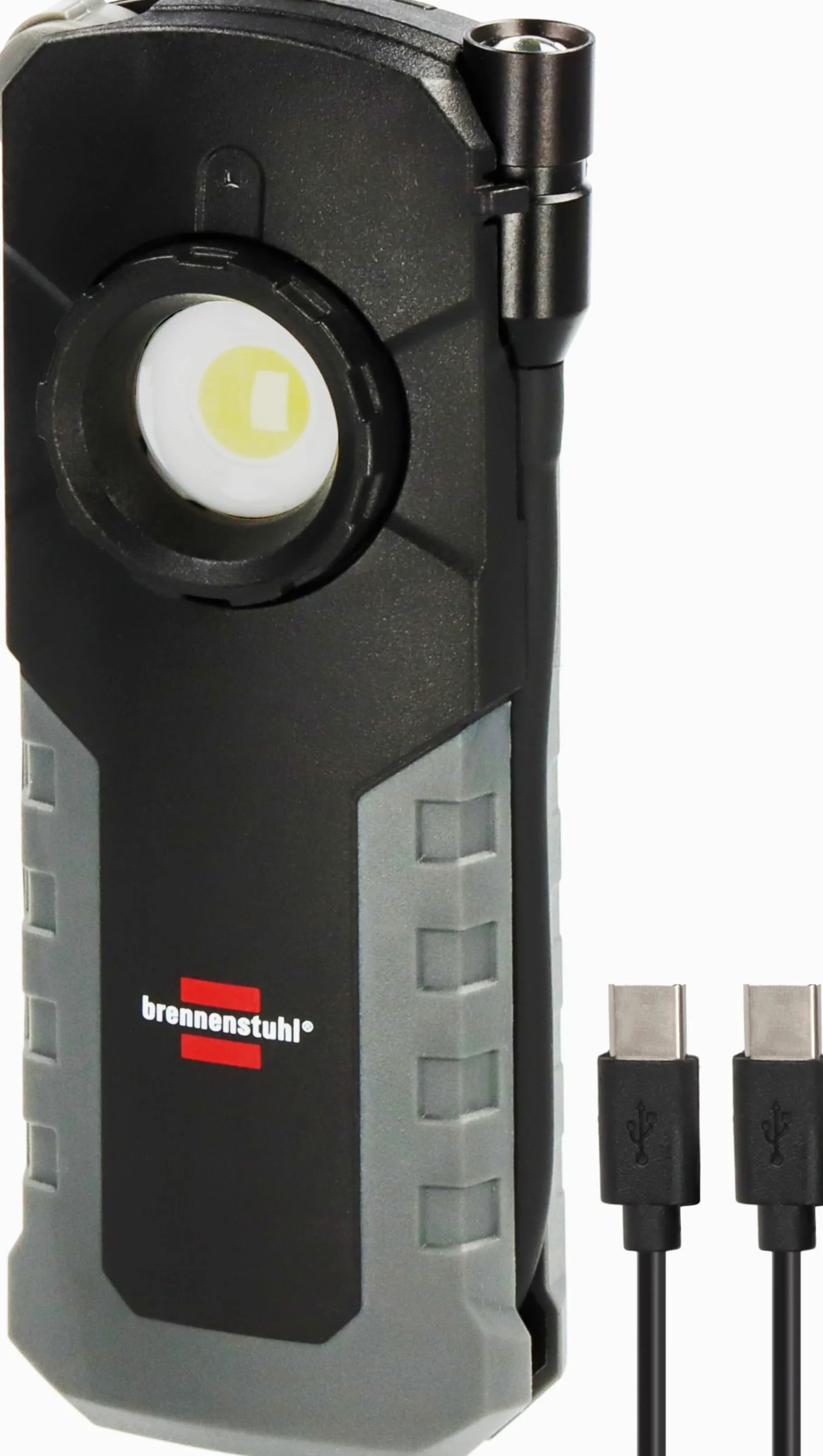 Professional ładowalna lampa ręczna LED HL 1000 ACW (lampa robocza 1000+380lm z maks. 12-godzinnym czasem świecenia, obrotowy hak 360°, magnes, wymienny akumulator, ładowanie wireless, kabel USB C)