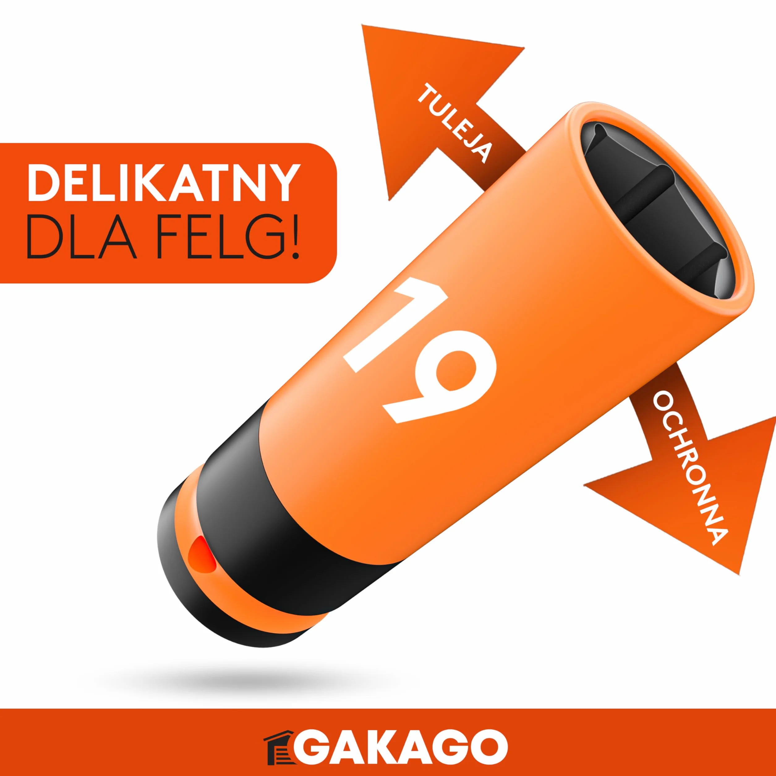 Gakago Zestaw nasadek do śrub kół 17mm 19mm 21mm z plastikową osłoną obręczy - nasadka 1/2 cala do kluczy dynamometrycznych i udarowych z zawleczką i pierścieniem zabezpieczającym