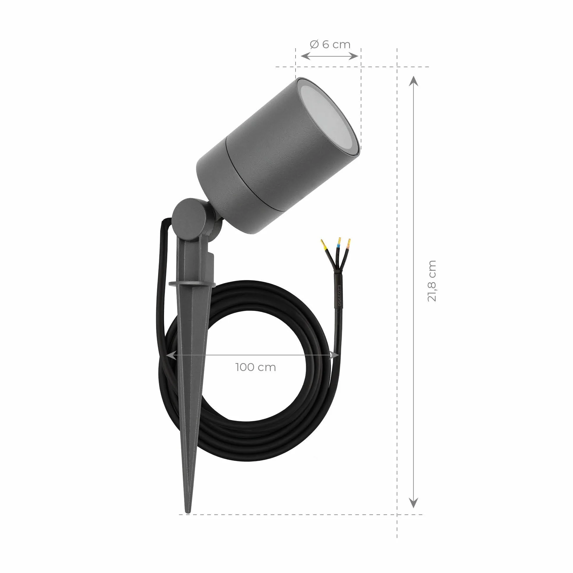 Ledvion Reflektory LED do ogrodu, aluminium anttracite, IP65, złącze GU10, 1 metr kablowy, reflektor LED, do użytku na zewnątrz