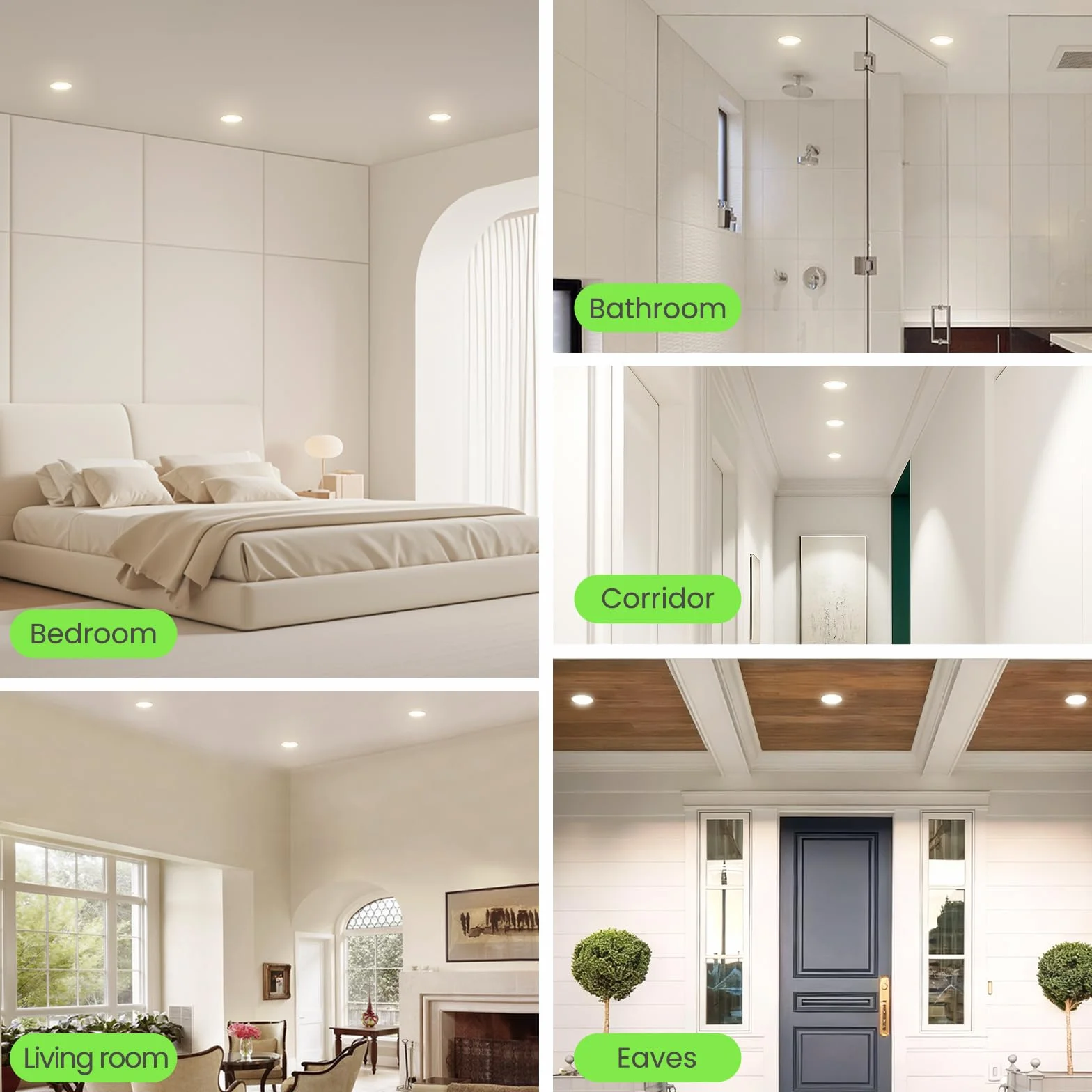 ALUSSO LIGHTING Reflektory wpuszczane LED do płyt gipsowo-kartonowych, 4 W 310 LM 230 V Wewnętrzne lampy sufitowe, otwór wpuszczany Ø55-68 mm, 3CCT 3000K 4000K 6500K LED wpuszczany reflektor IP44 do