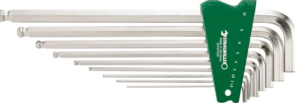 Stahlwille Zestaw wkrętaków kątowych z głowicą kulową 10767H/9, 9-częściowy, 1,5 – 10 mm 96432603 (wkrętak kątowy, klucz trzpieniowy, zestaw kluczy kulowych, zestaw kluczy trzpieniowych, wkrętak sześciokątny)