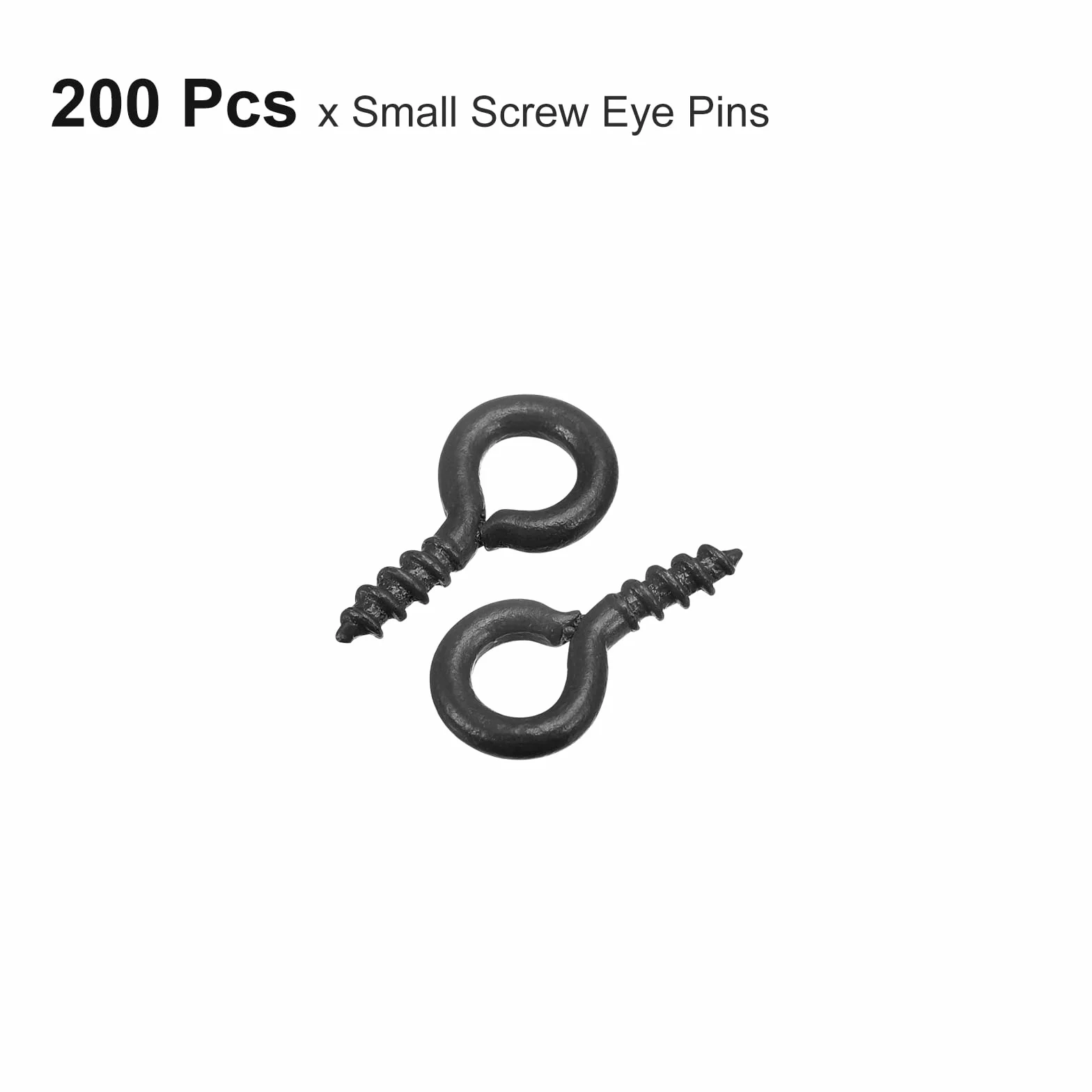 sourcing map 200 sztuk małych śrub do oczka, szpilki haczykowe, mini oczka, śruby gwintowane, 5 x 10 x 1,2 mm, samoklepiane śruby do tworzenia biżuterii DIY rękodzieło, czarne