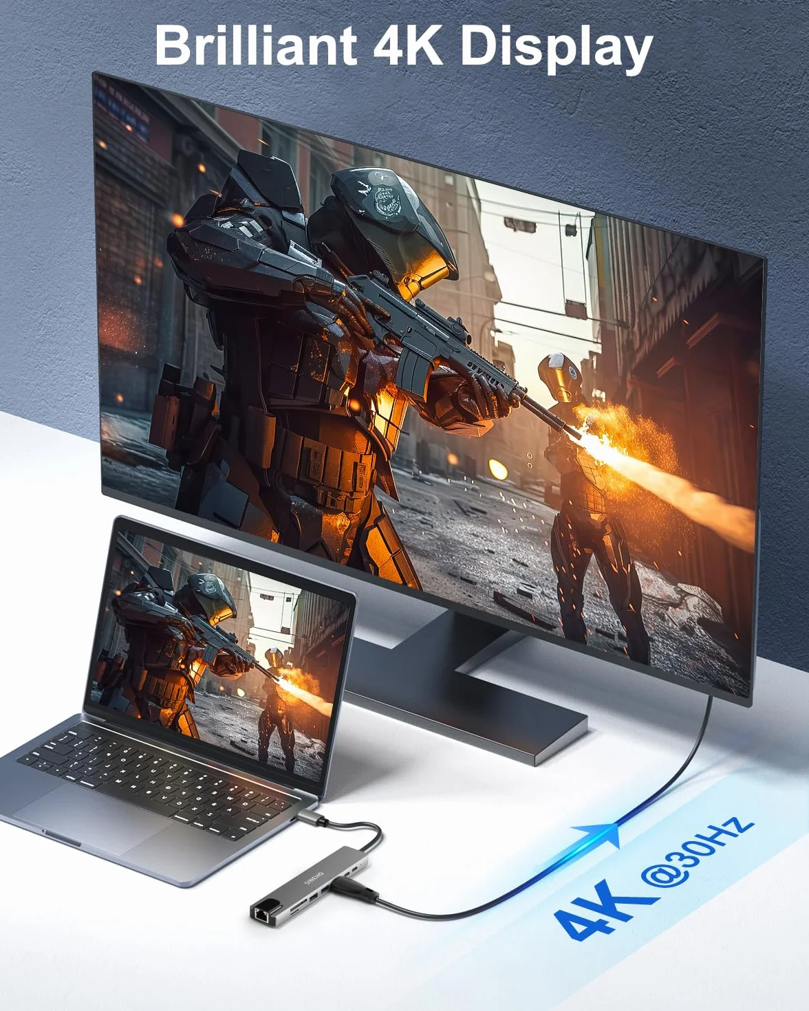 Hub USB C 8 w 1 HDMI 4K 30 Hz PD 100 W USB 3.0 Ethernet czytnik kart SD/TF MacBook Dell XPS Surface Pro