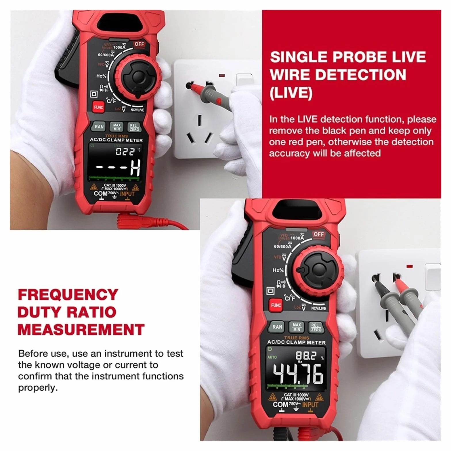 HT208A/D AC/DC Cyfrowy Miernik Cęgowy Multimetr Pinza Amperimetrica True Wysoka Precyzja Pojemność NCV Ohm Hz Tester Szybko Dokładnie Łatwy Odczyt(HT208A AC 1000A)