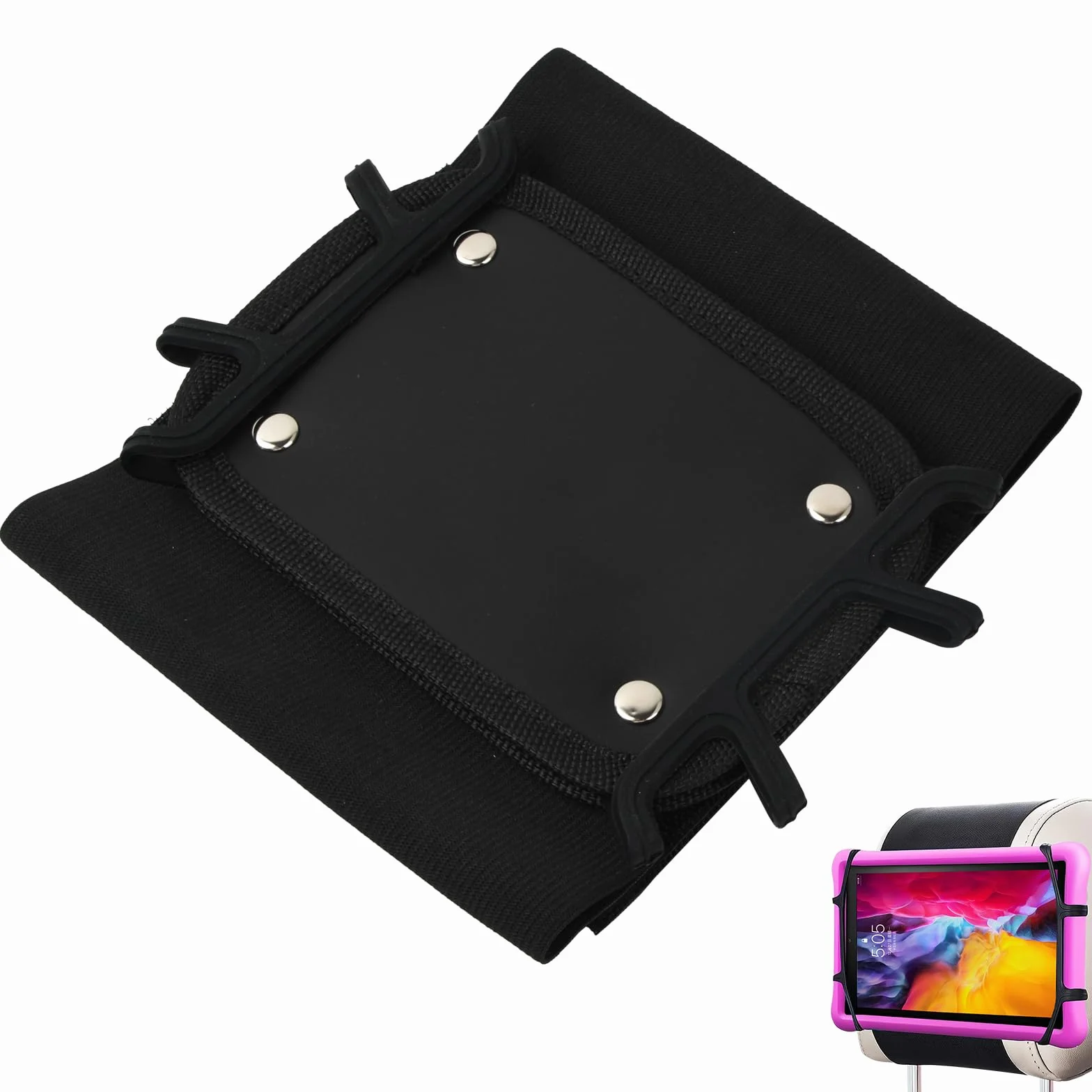 Dokeno Uchwyt na tablet samochodowy regulowany silikonowy na zagłówek do iPad Switch Kindle