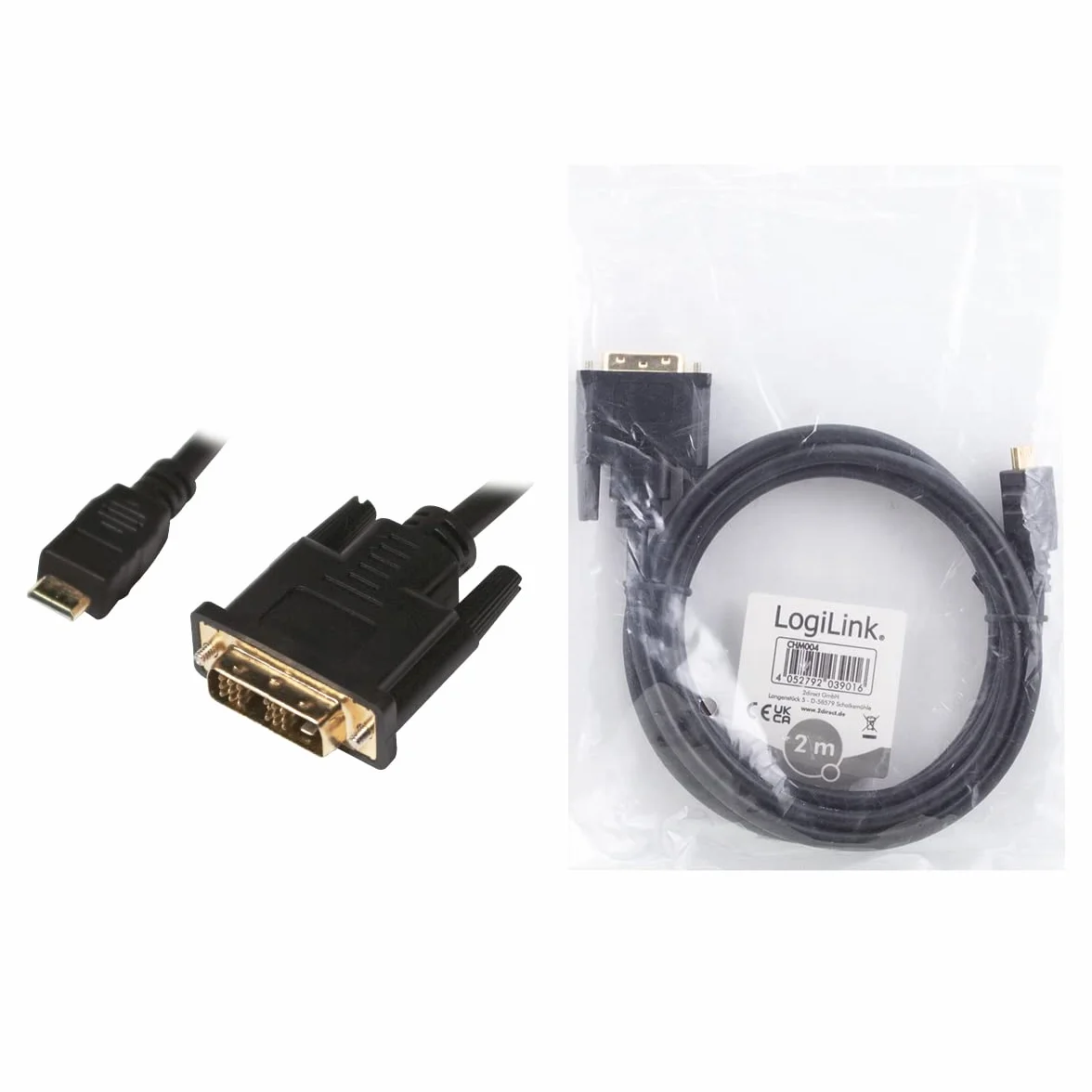 LogiLink CHM004 Mini-HDMI na DVI-D kabel 2 m