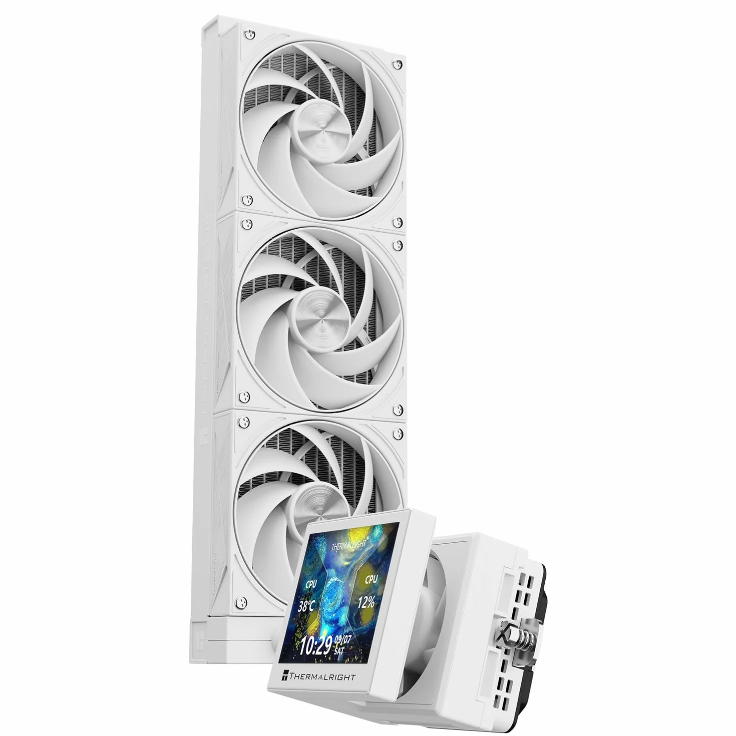 Thermalright Stream Vision 360 Chłodnica cieczy procesora, ekran LCD 3,5" z wbudowanym wentylatorem magnetycznym,rozdzielczość 640 x 480, prędkość 2400 obr./min,kompatybilny z AM5,LGA1851/1700