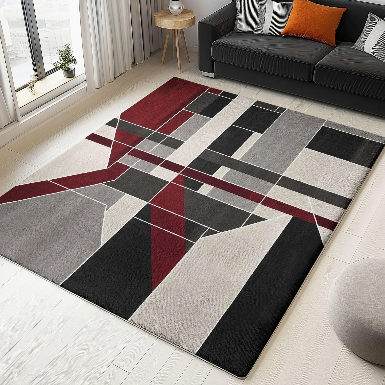 Nowoczesny geometryczny dywan o wymiarach 100 x 150 cm, antypoślizgowy, zmywalny, z krótkim włosiem, do salonu, sypialni, przedpokoju, jadalni, kolorowy wzór blokowy