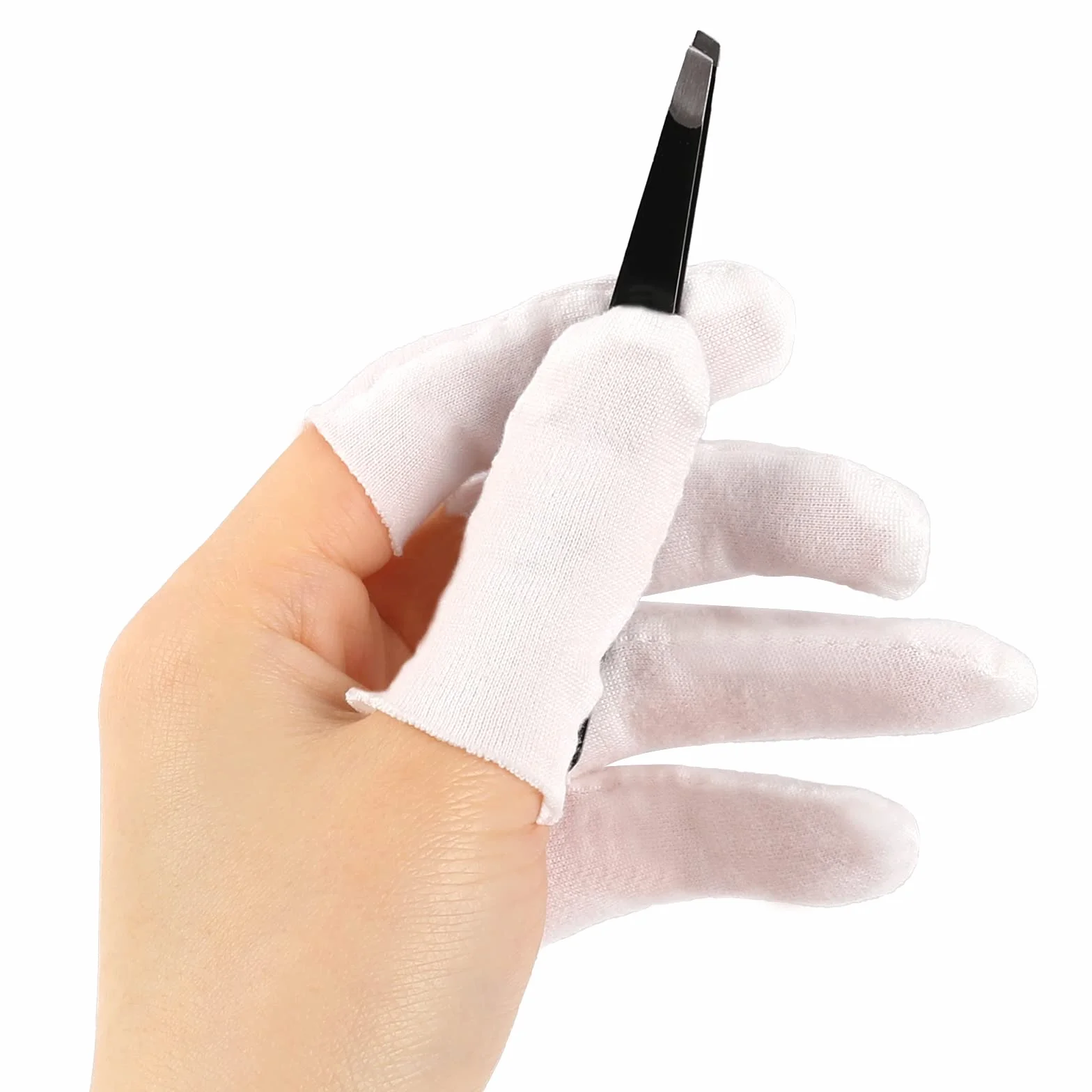 100 sztuk ochraniaczy na palce Cotton Finger Cots z bawełny, regulowane ochraniacze na palce Anti Scratch, nakładki na palce, wygodne i oddychające, pochłaniają pot (White)