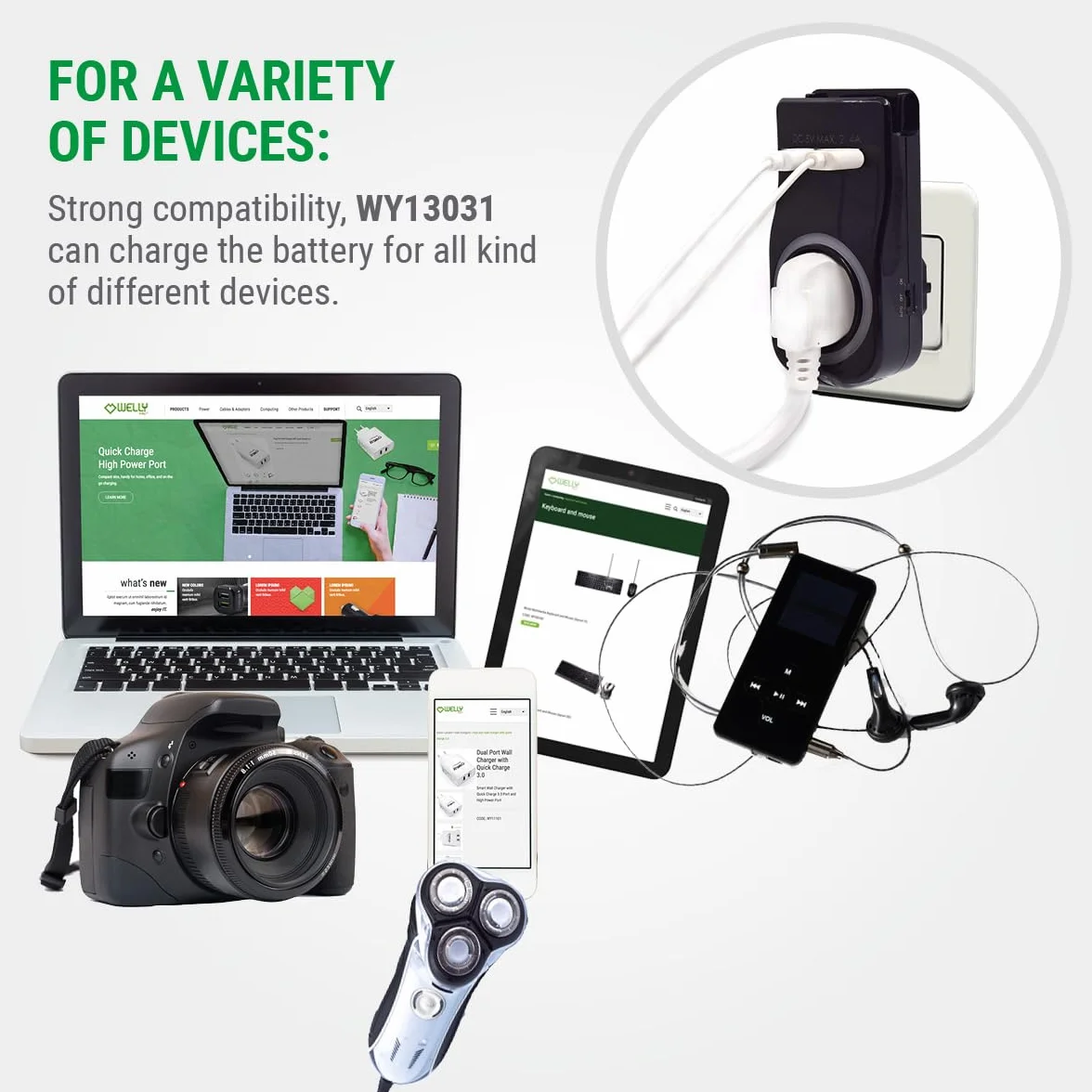 Podwójna wtyczka do gniazdka z USB, gniazdo wtykowe z 1 zestykiem ochronnym 16 A i 2 wtyczkami sieciowymi USB, adapter do laptopa/smartfona, multiplug do domu i biura, wskaźnik LED, czujnik dnia i