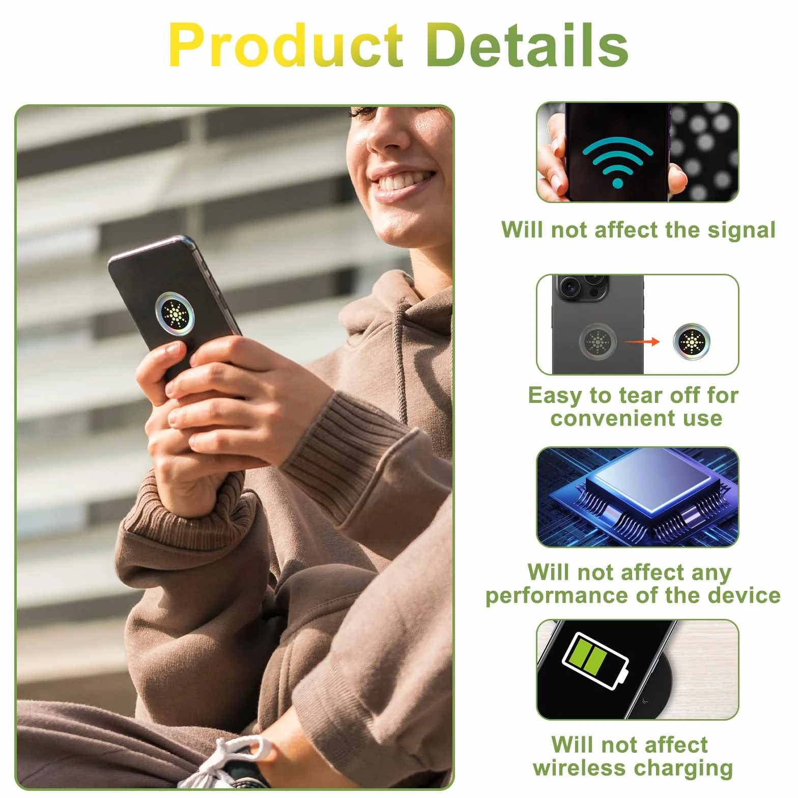 Andibro Srebrne naklejki ochronne na telefon 12 szt. neutralizatory na smartfony tablety laptopy komputer Wi-Fi drukarkę telewizor