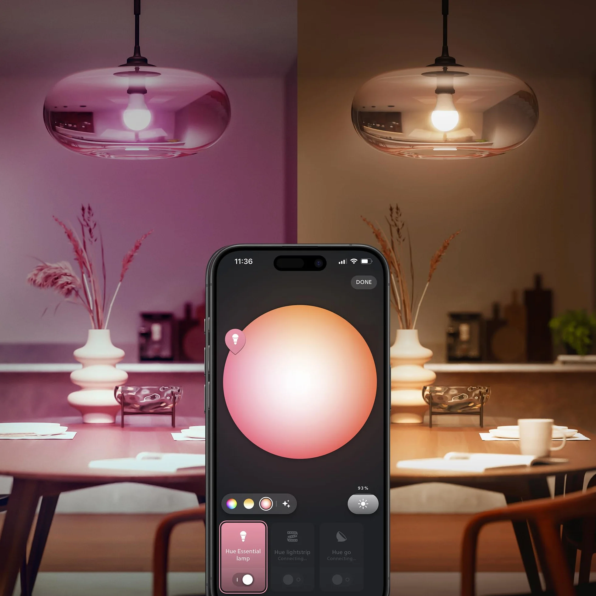 Inteligentna Żarówka Philips Hue LED Essential Smart A60, White & Colour Ambiance, E27, 8 W, 2200K–6500K, 806 lumenów, przyciemnianie, Żarówka LED działa z Alexą, Asystentem Google i Apple Home, 1 szt
