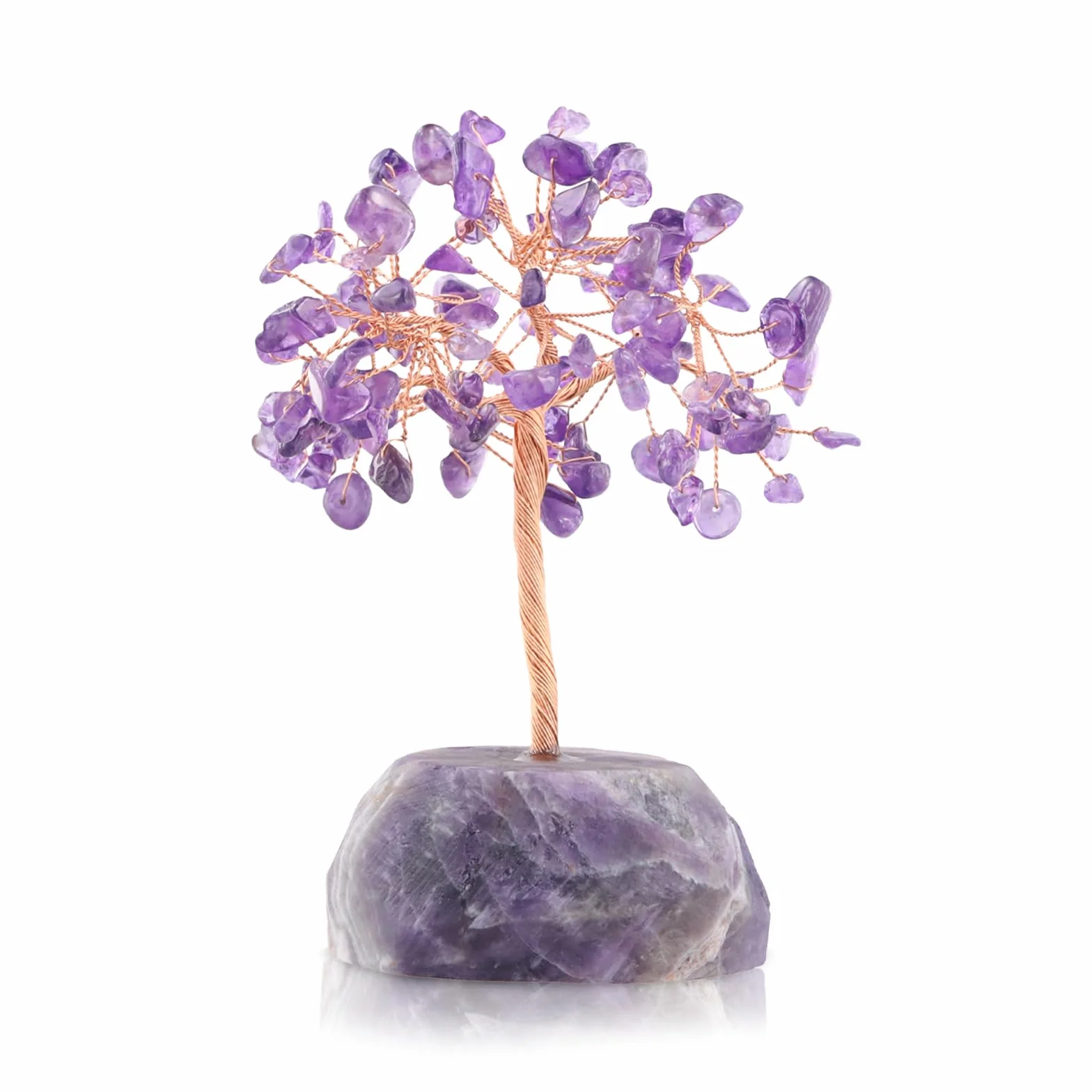 Drzewo kryształowe ametystowe, Reiki uzdrawiające drzewo kryształowe na naturalnych mini drzewkach kryształowych z bazą agatową, zawijanie drutu, kamienie bębnowe, Feng Shui, drzewo bonsai,