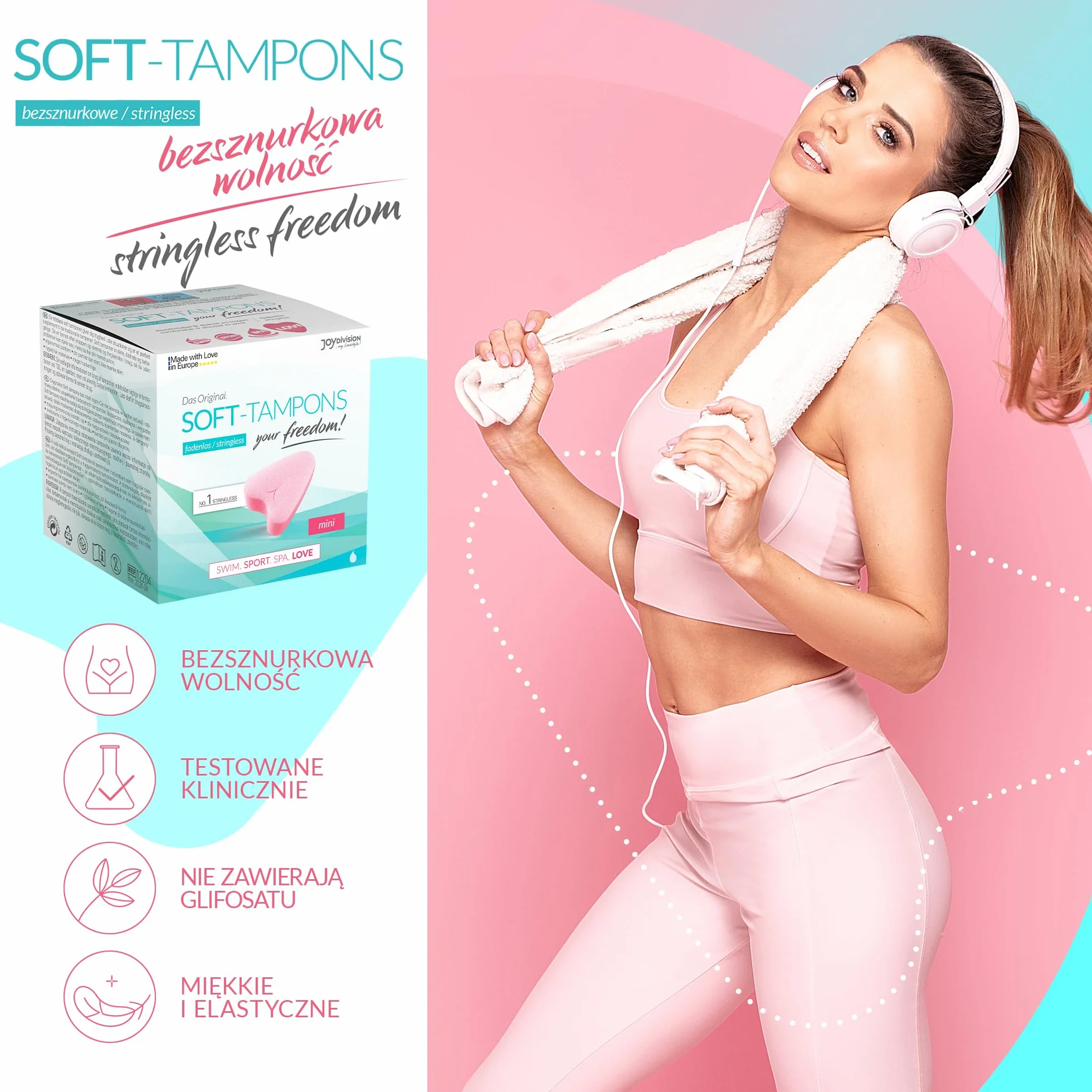 JOYDIVISION Soft-Tampons mini I 3 sztuki I Tampony bez sznurka do sportu, pływania i Spa I Gąbeczka menstruacyjna ultra soft I Łatwe wprowadzanie i usuwanie I Miękki tampon bez sznurka