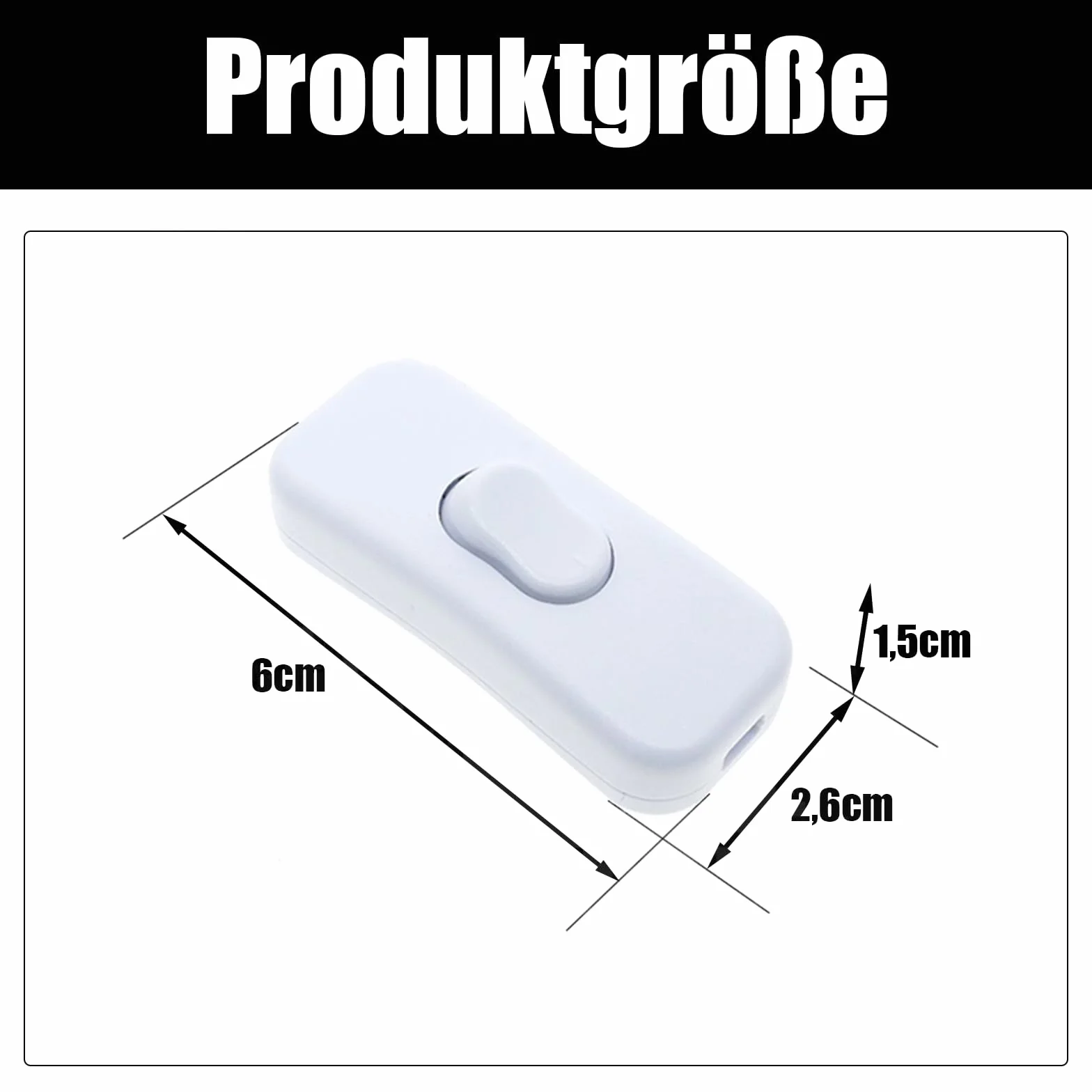 Powice 4 x przełącznik pośredni, przełącznik sznurkowy, przełącznik 230 V, przełącznik kablowy, odpowiedni do 2 i 3-żyłowych kabli zasilających i małych urządzeń lub przełączników dźwigienkowych,