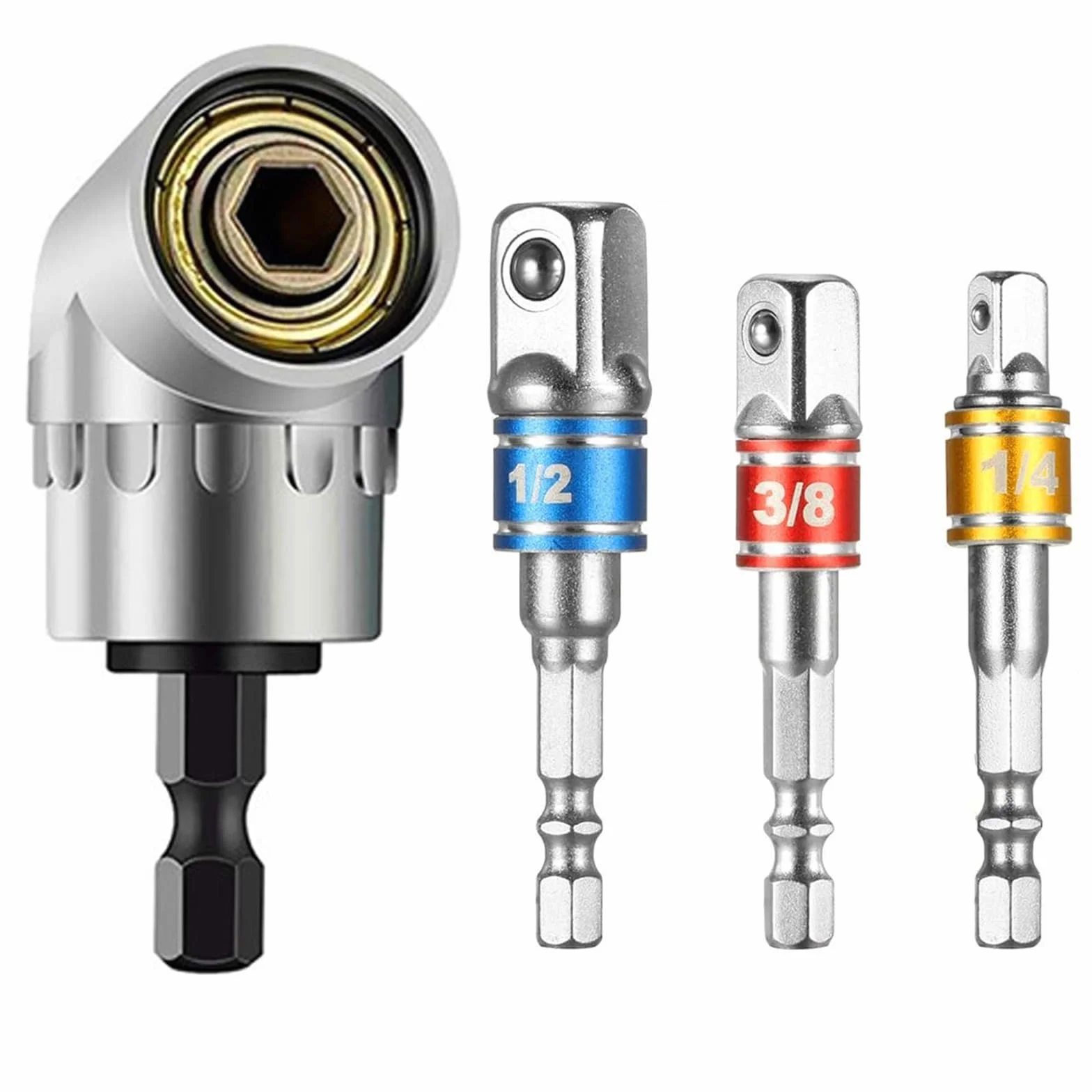Adapter do wiertarki kątowej 105 stopni, adapter do wiertarki kątowej, sześciokątny uchwyt, narzędzia przedłużające wiertła dla mężczyzn w domu, miejscu pracy i przemyśle