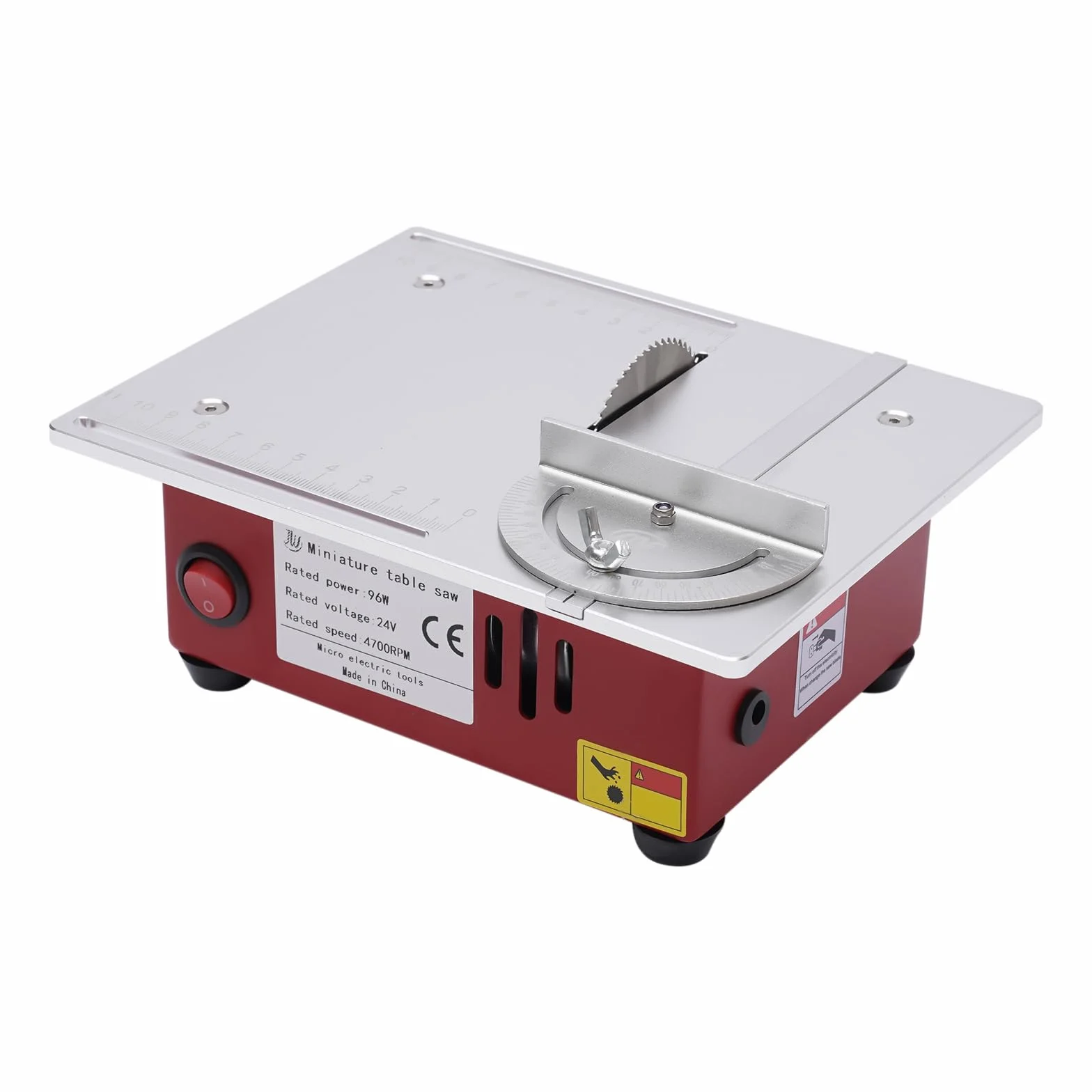 Mini stołowa pilarka tarczowa, 96 W, mała z rurą kurzową, elektryczna stołowa pilarka tarczowa do obróbki drewna, głębokość cięcia 14 mm