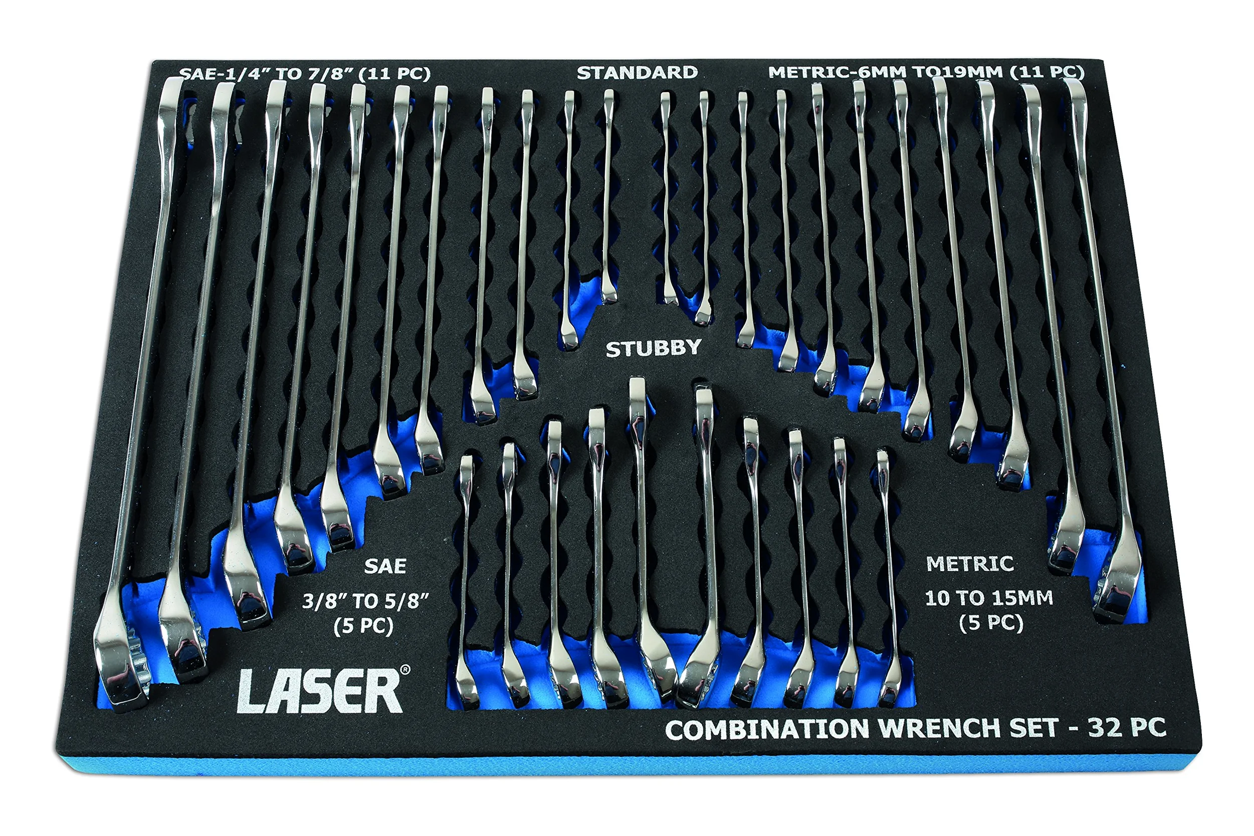 Laser 6795 zestaw kluczy płasko-oczkowych, srebrny (32)