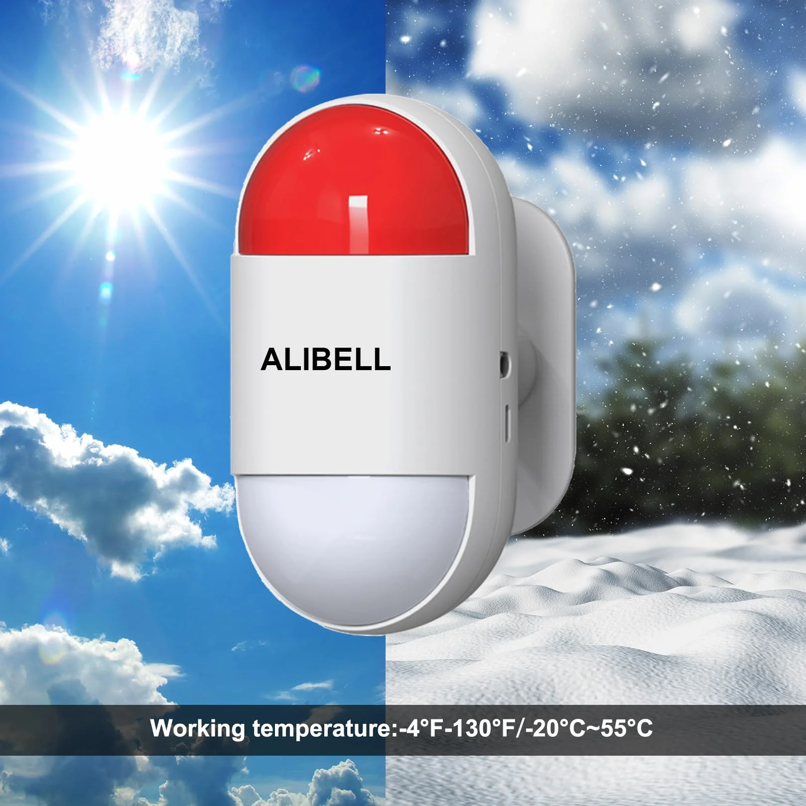 ALIBELL Syrena osobista 120 dB, przycisk awaryjny, system bezpieczeństwa do domu/sklepu/fabryki, 2 przyciski alarmowe + 1 syrena (zasilanie bateryjne i ładowanie przez USB)
