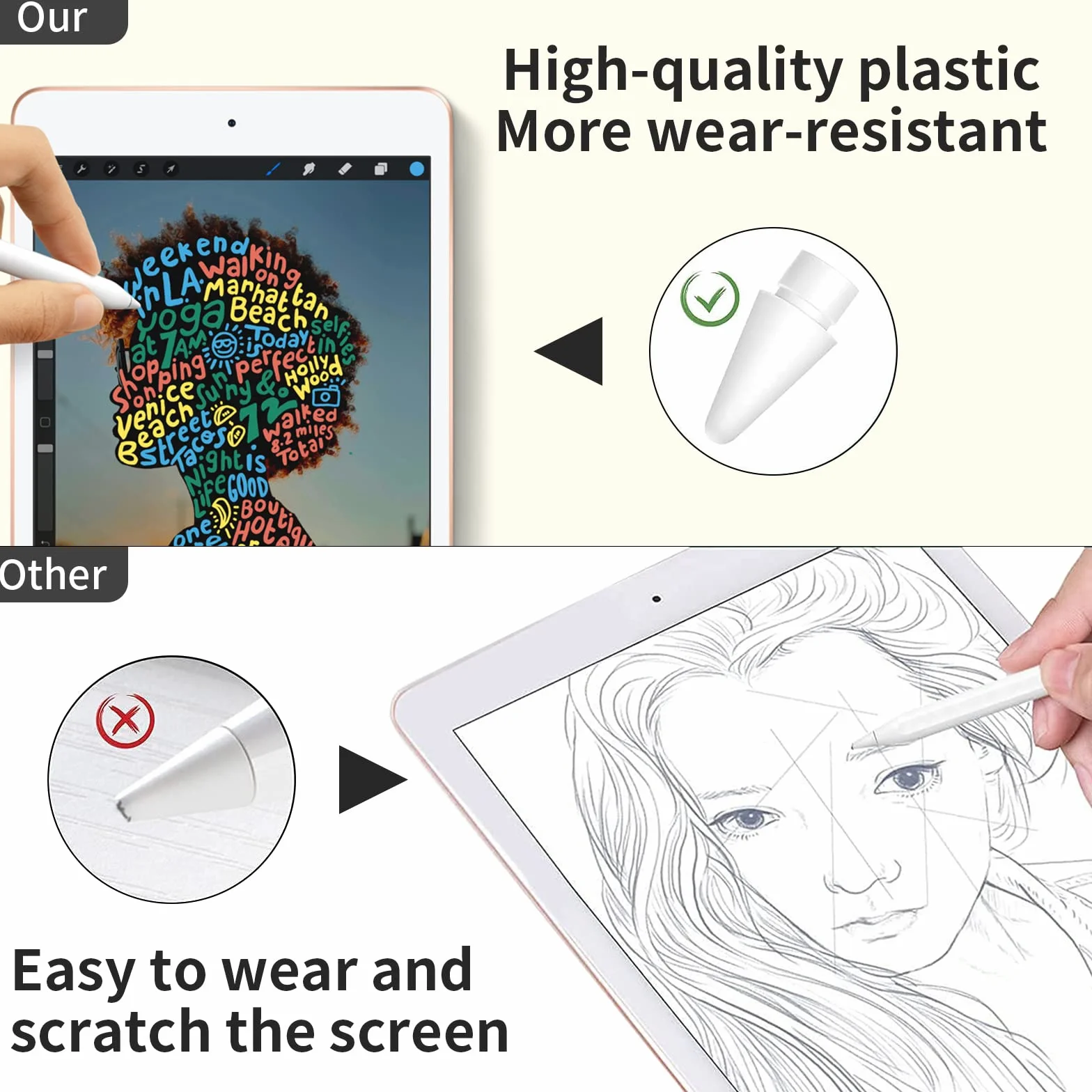 Newaner 4 szt. Końcówka kompatybilna z Apple Pencil 1 i 2 Generacja, końcówki Apple do iPada Pro Apple Pencil 1 i 2, wymienne końcówki z 4 silikonowymi końcówkami i pudełkiem do przechowywania