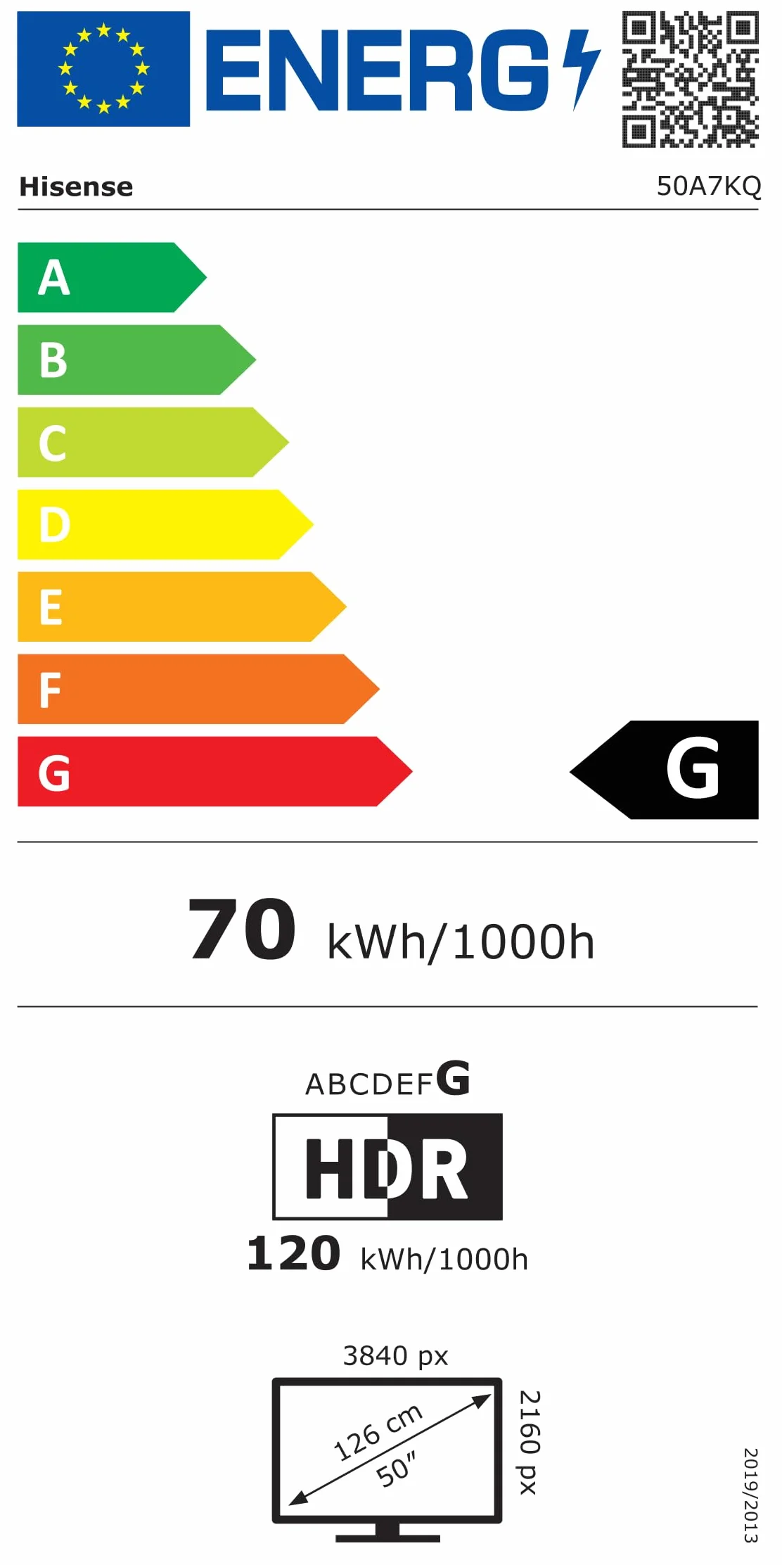 Hisense 50A7KQ QLED VIDAA Smart TV, telewizor 50 cali, z technologią Quantum Dot Colour, 60 Hz VRR, Dolby Vision, Bluetooth i HDMI, udostępnianie na telewizorze, Alexa wbudowana (2023)