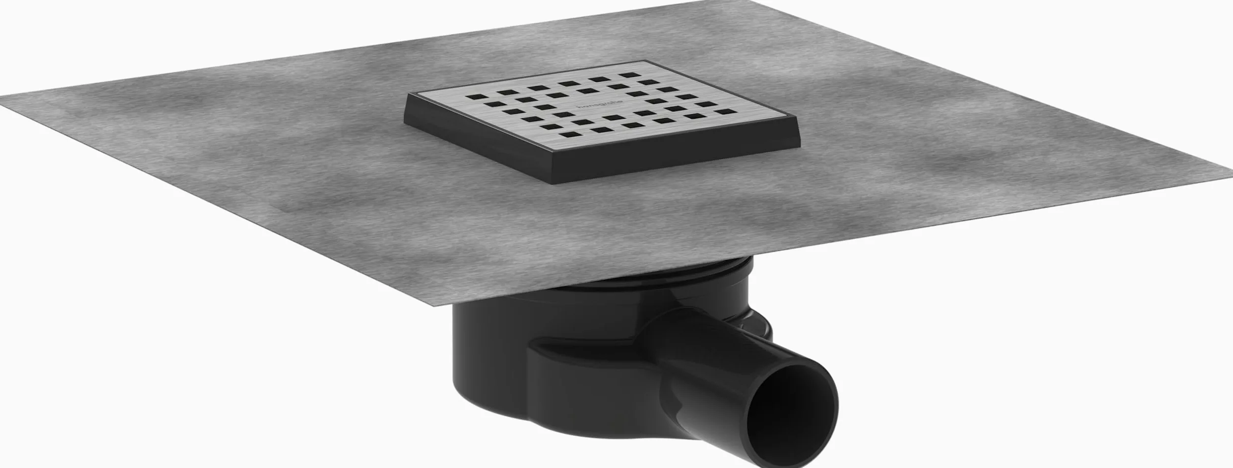hansgrohe RainDrain Point - kompletny odpływ punktowy, kwadratowy odpływ prysznicowy 10 x 10 cm, odpływem prysznicowym, ruszt ozdobny, stal szlachetna szczotkowana