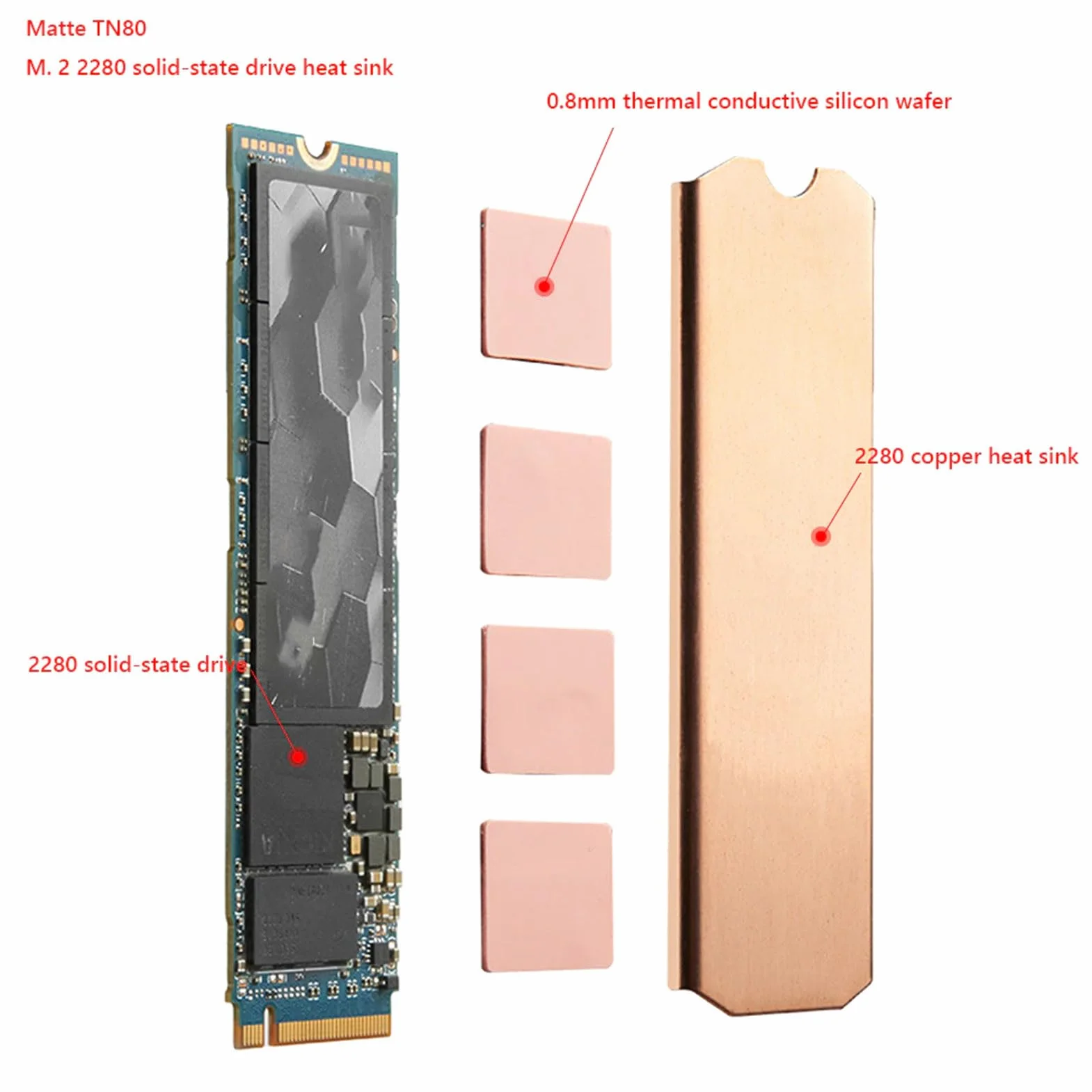 Radiator M.2 2280 SSD z silikonową podkładką termiczną, Odporny na korozję do Laptopa NVMe