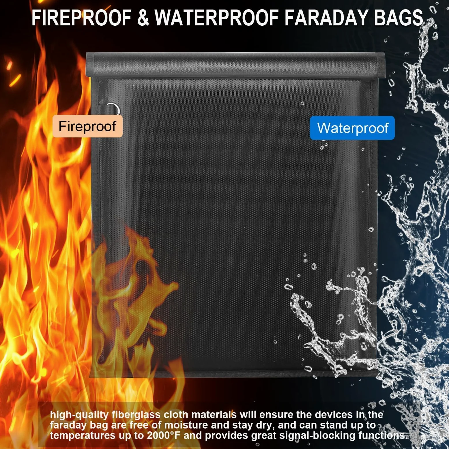 Duże torby Faraday - 5 sztuk klatek Faraday na laptopy, tablety, telefony i kluczyki samochodowe, ochrona kluczyka Faraday, ognioodporne i wodoodporne etui blokujące sygnał antykradzieżowy