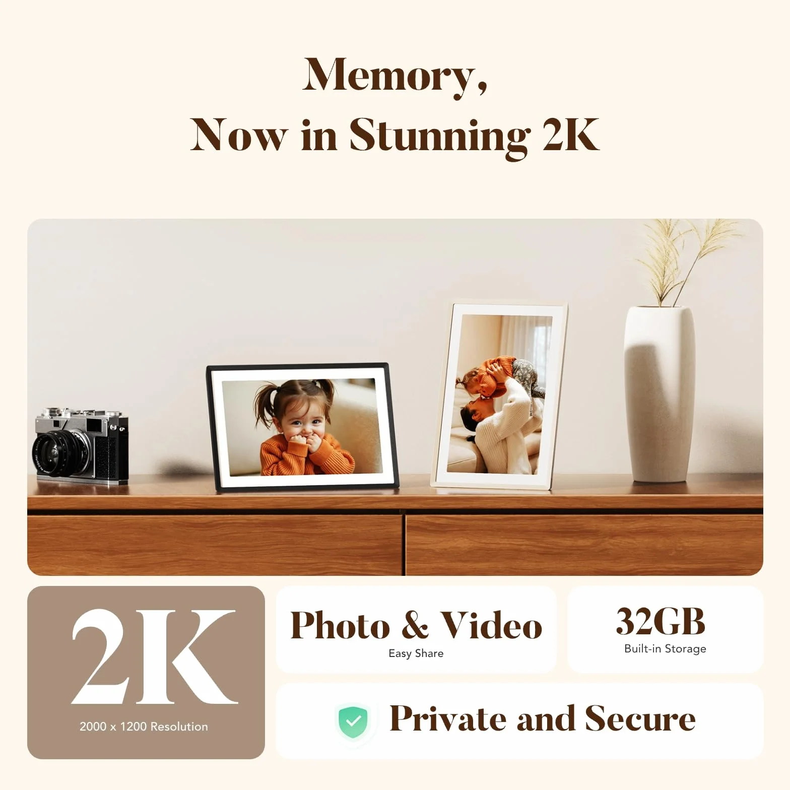 Pexar by Lexar 2K cyfrowa ramka 11-calowy ekran dotykowy IPS Wi-Fi 32 GB