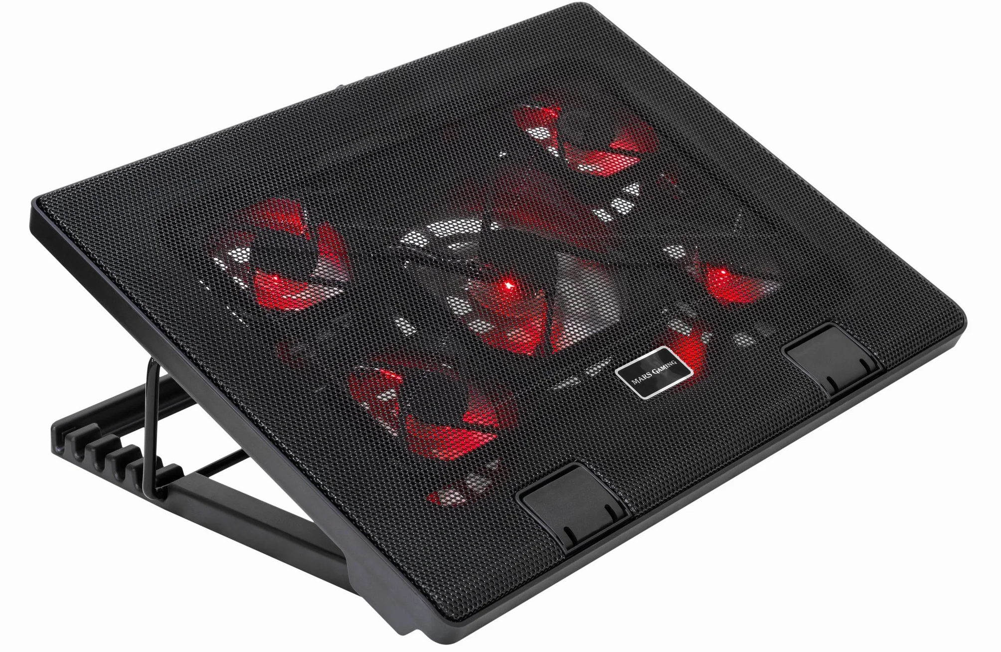Mars Gaming MNBC2 podstawa chłodząca do laptopów do gier do 17,35 cala (5 bardzo cichych wentylatorów, czerwona LED, 2 x USB 2.0), czarny i czerwony