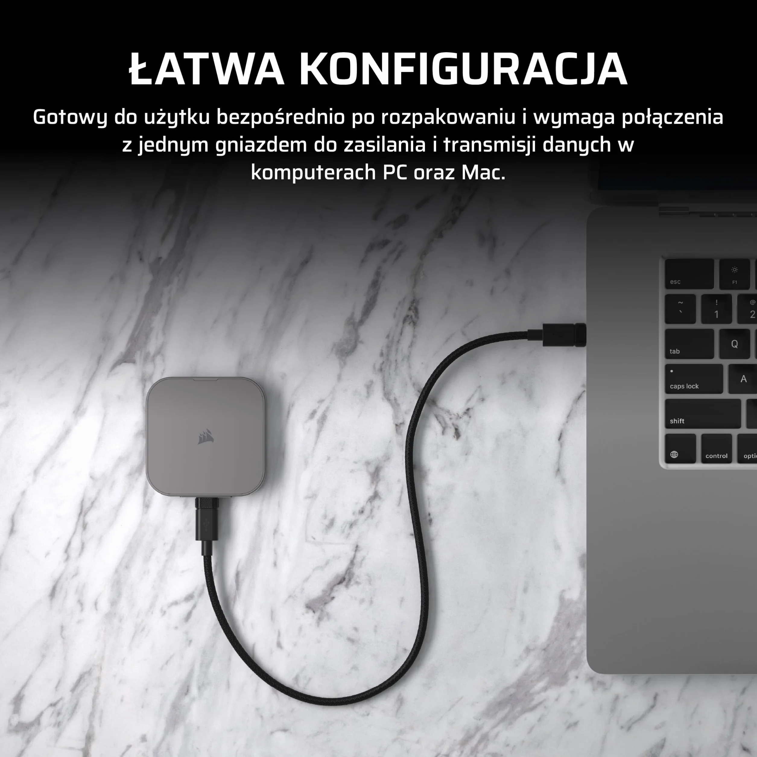 CORSAIR EX400U 2TB Przenośny SSD USB4 — USB Typ-C, USB4/USB 3.2 Gen2x2, do 40 Gb/s, Plug and Play, MagSafe, kabel USB-C (USB4) — Windows PC, Mac iOS — Szary