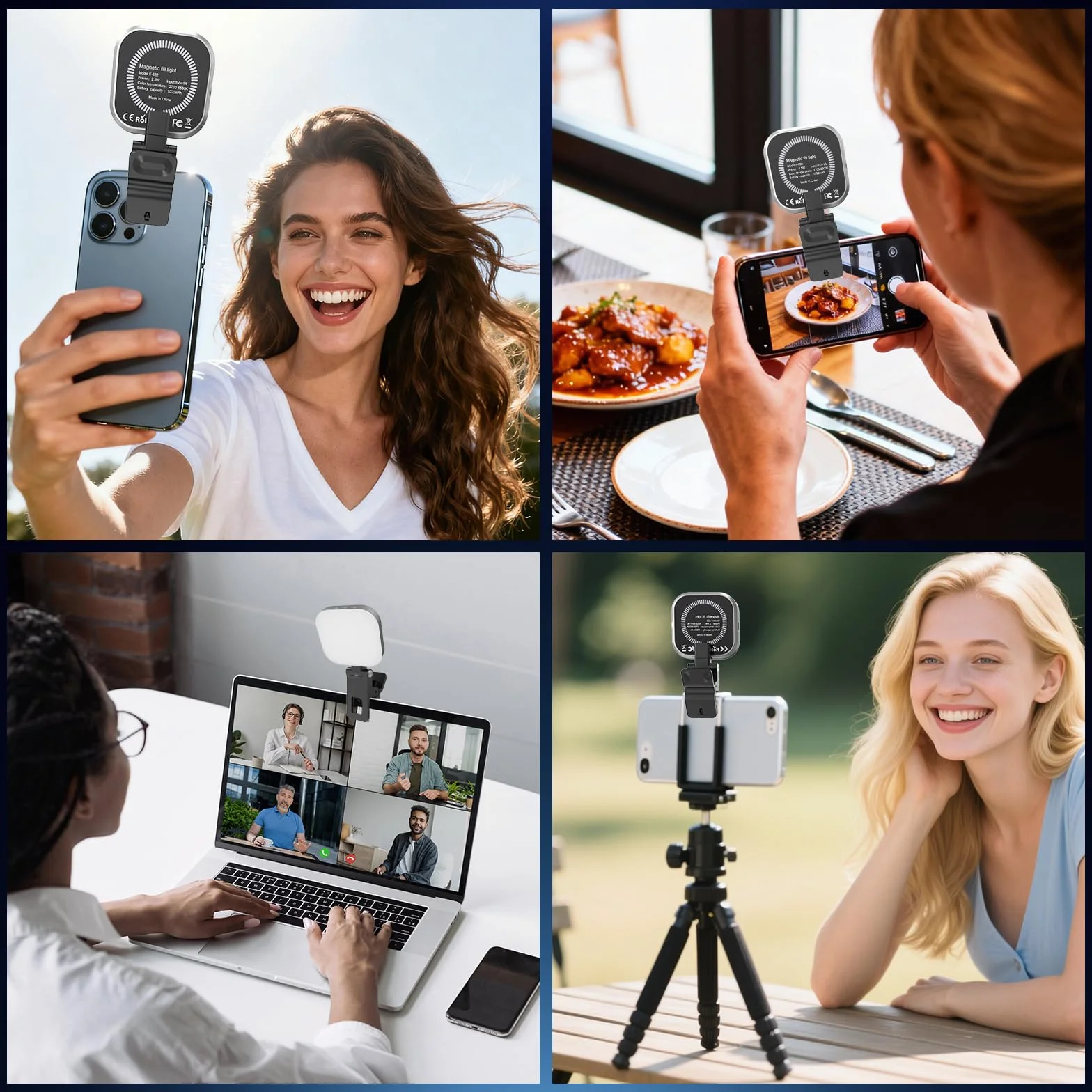 Magnetyczne światło do selfie, 3 tryby świecenia, lampa konferencyjna do iPhone'a, laptopa, aparatu, spotkań, kamery internetowej, transmisji na żywo z klipsem do powiększania, fotografii