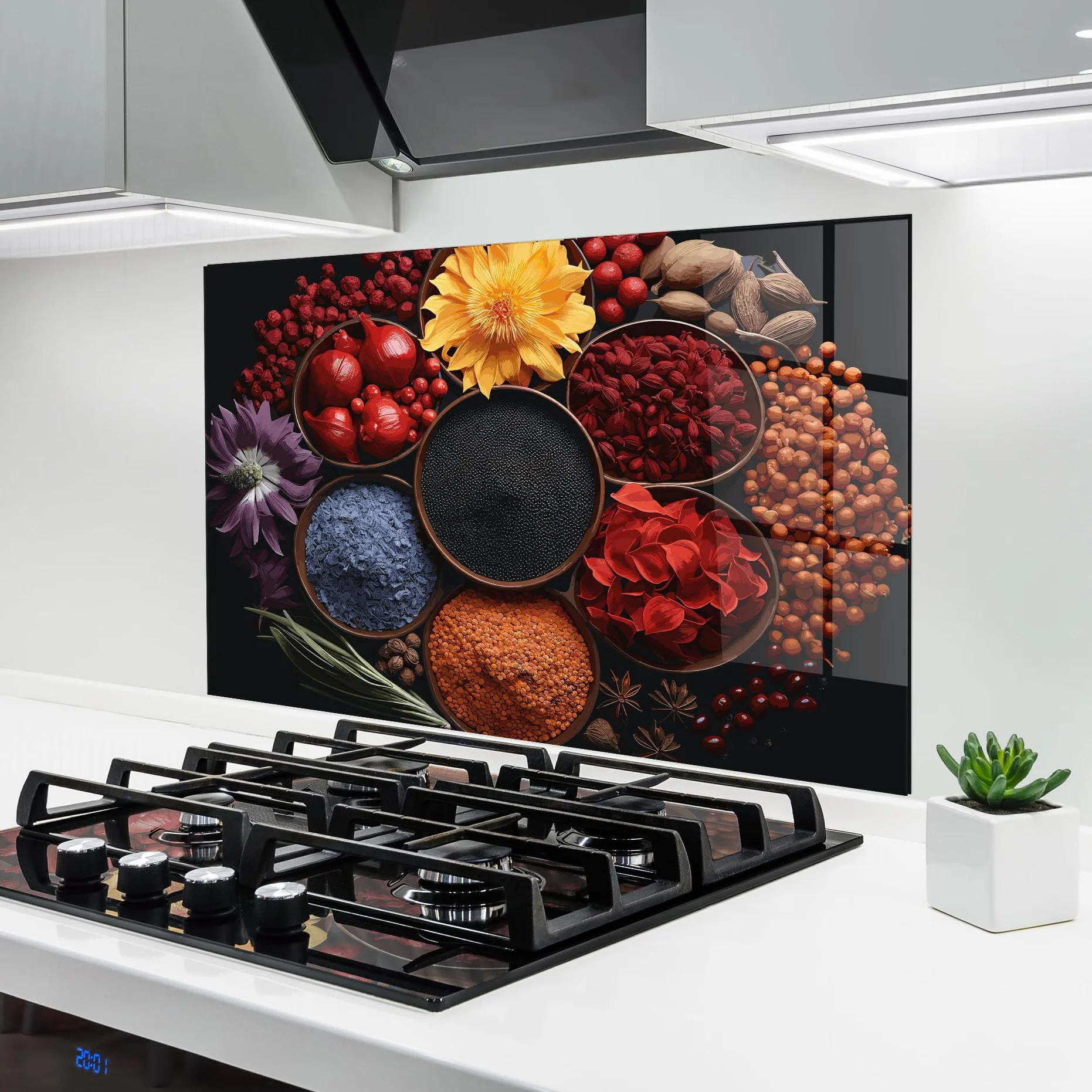 ARTHUB Szklany panel kuchenny 50x70 cm Autumn Color Spices Osłona przed rozpryskami Szkło hartowane