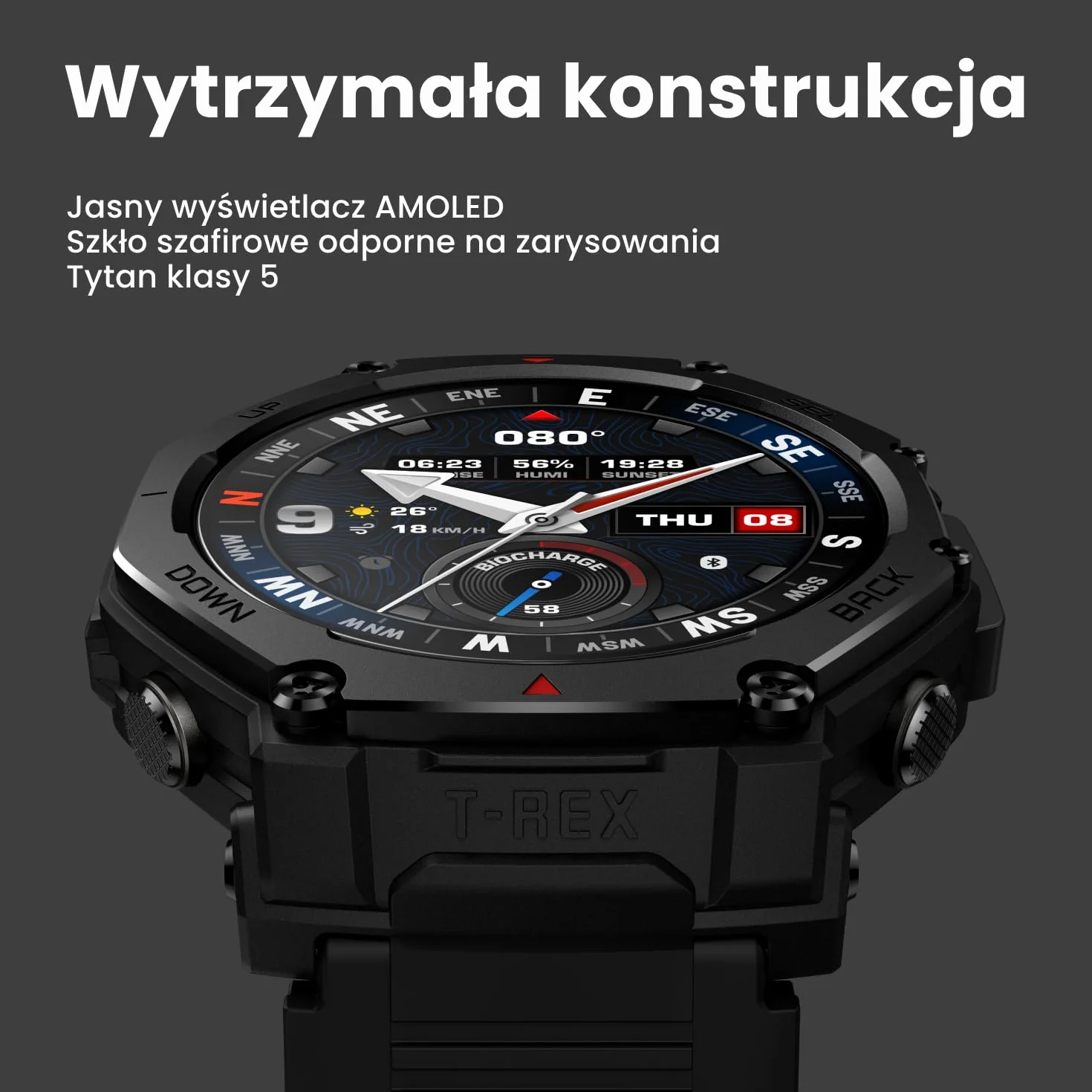 Amazfit T-Rex 3 Pro Smartwatch 48mm Czarny AMOLED GPS Dual Band 10 ATM