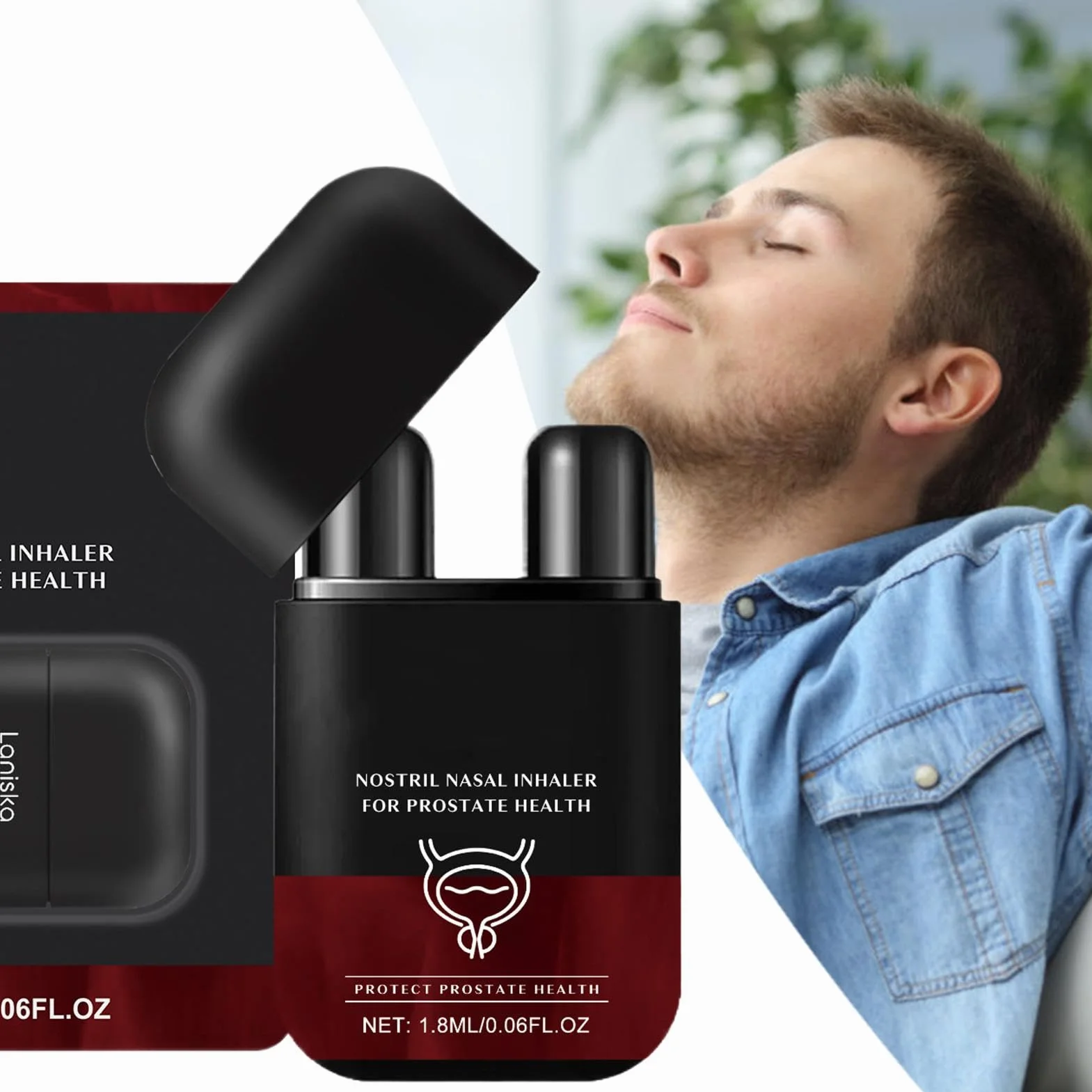 Inhalator Wellness prostaty, dwufunkcyjny inhalator, łatwy w oddychaniu, funkcjonalny zapach, łatwy w użyciu, przenośny, 1,8 ml, dla mężczyzn i kobiet