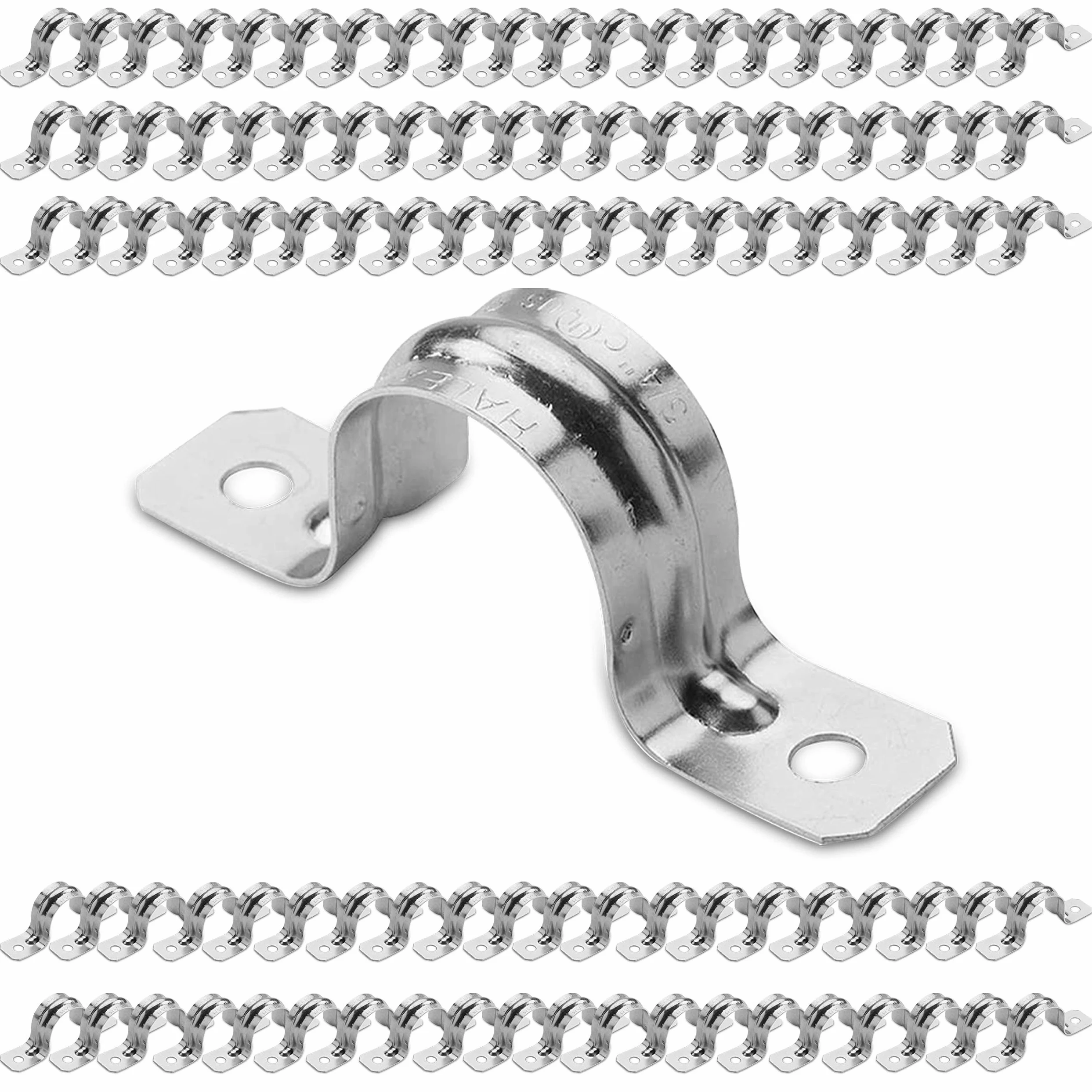 OhLectric Pasek podtrzymujący rurę - stalowy pasek do rur z 2 otworami - wytrzymały wspornik 1/5.1 cm U - ocynkowany klips do rury napinającej - zacisk do rur do przewodów EMT - OL-72846-100 szt