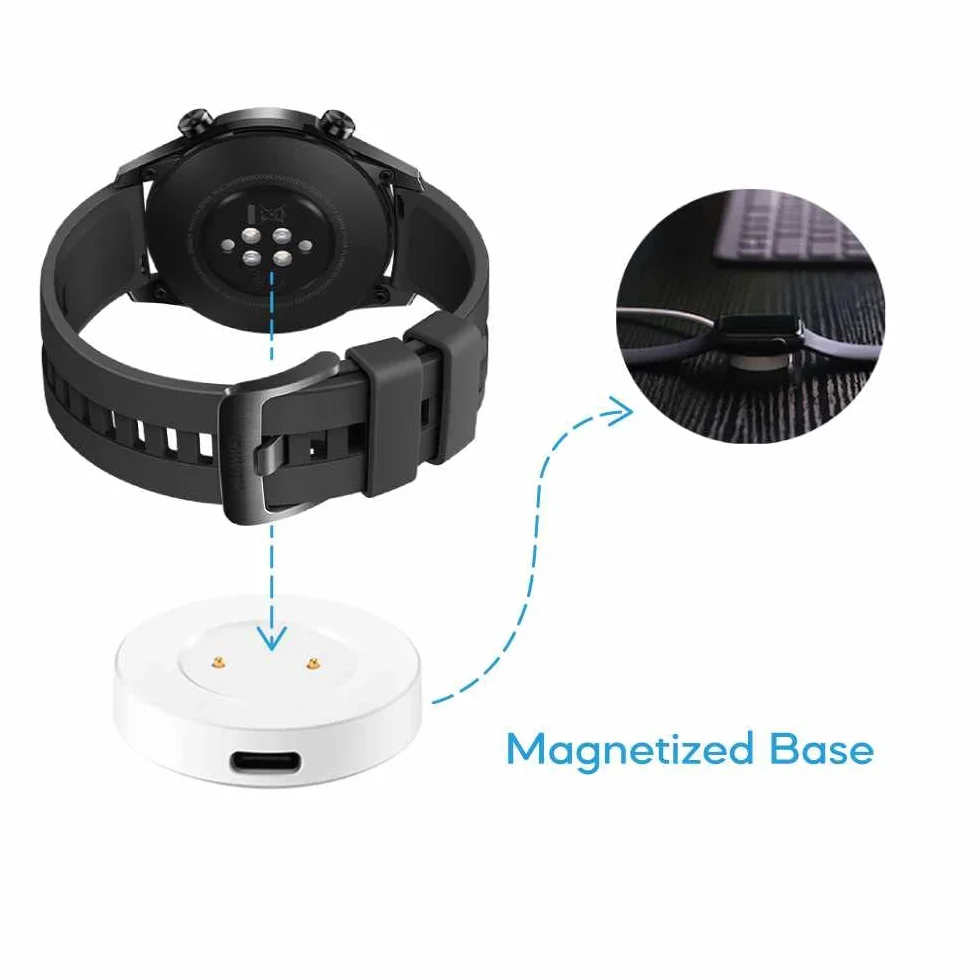 OcioDual Stacja Ładująca Kabel USB 80 cm Magnetyczna Ładowarka Huawei Watch GT/2/2E Honor Watch Dream Magic/2 Biały