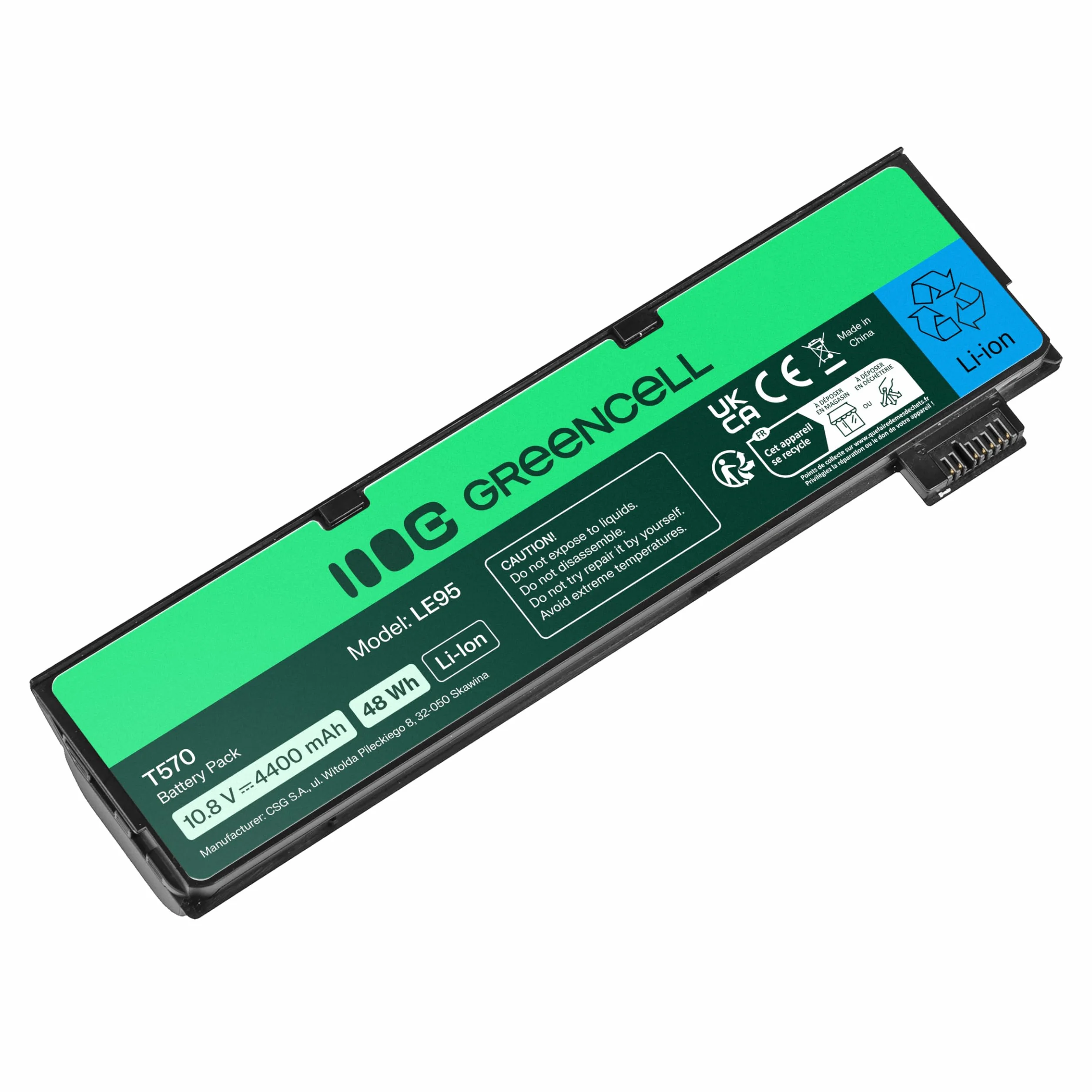 Green Cell Powiększona Bateria 01AV422 01AV423 01AV424 01AV425 01AV426 do Lenovo ThinkPad A475 P51S T25 T470 T570 (4400 mAh, 10.8-11.1 V, Kolor Czarna)