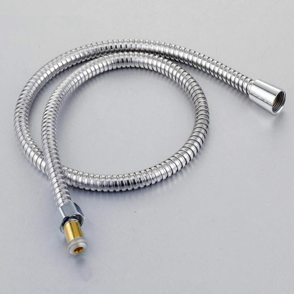 Złoty jasny 2 m bardzo długi wąż prysznicowy do ręcznej głowicy prysznicowej rura ze stali nierdzewnej z mosiężną nakrętką pogrubioną chromowaną