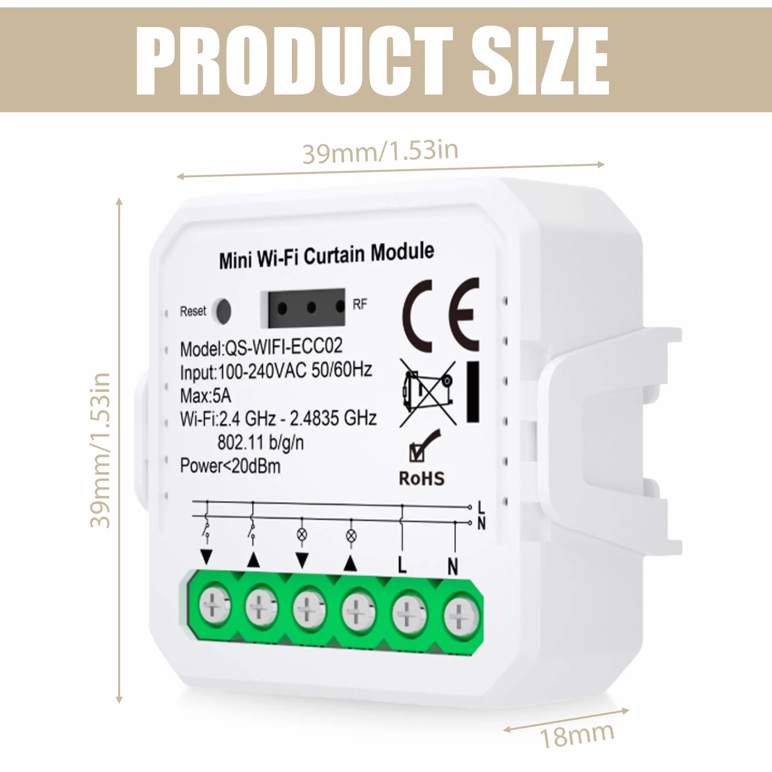 2 sztuki inteligentnego modułu roletowego z funkcją procentową, inteligentny przełącznik rolet, sterownik rolet, sterowanie głosowe przez Alexa, Google, programator czasowy rolet, wymagany przewód