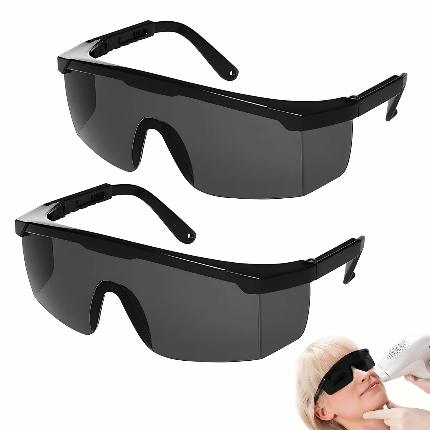 2 sztuki okularów ochronnych IPL, długość 133 mm, okulary ochronne, ochrona przed promieniowaniem UV, okulary robocze, okulary do solarium, okulary ochronne laserowe do usuwania włosów HPL/IPL