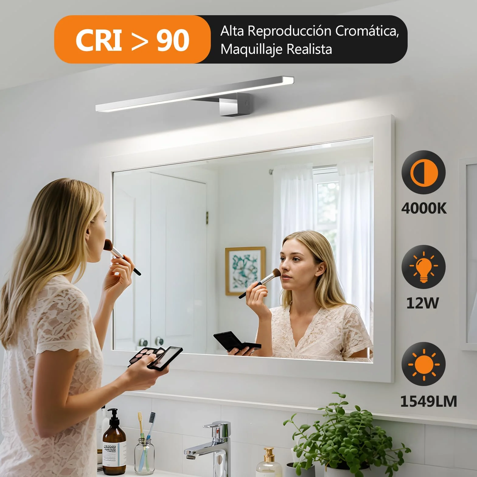 Lampa łazienkowa Hommie, 50 cm, 12 W, 1549 lm, naturalna biel 4000 K, 230 V, aluminiowa, IP44