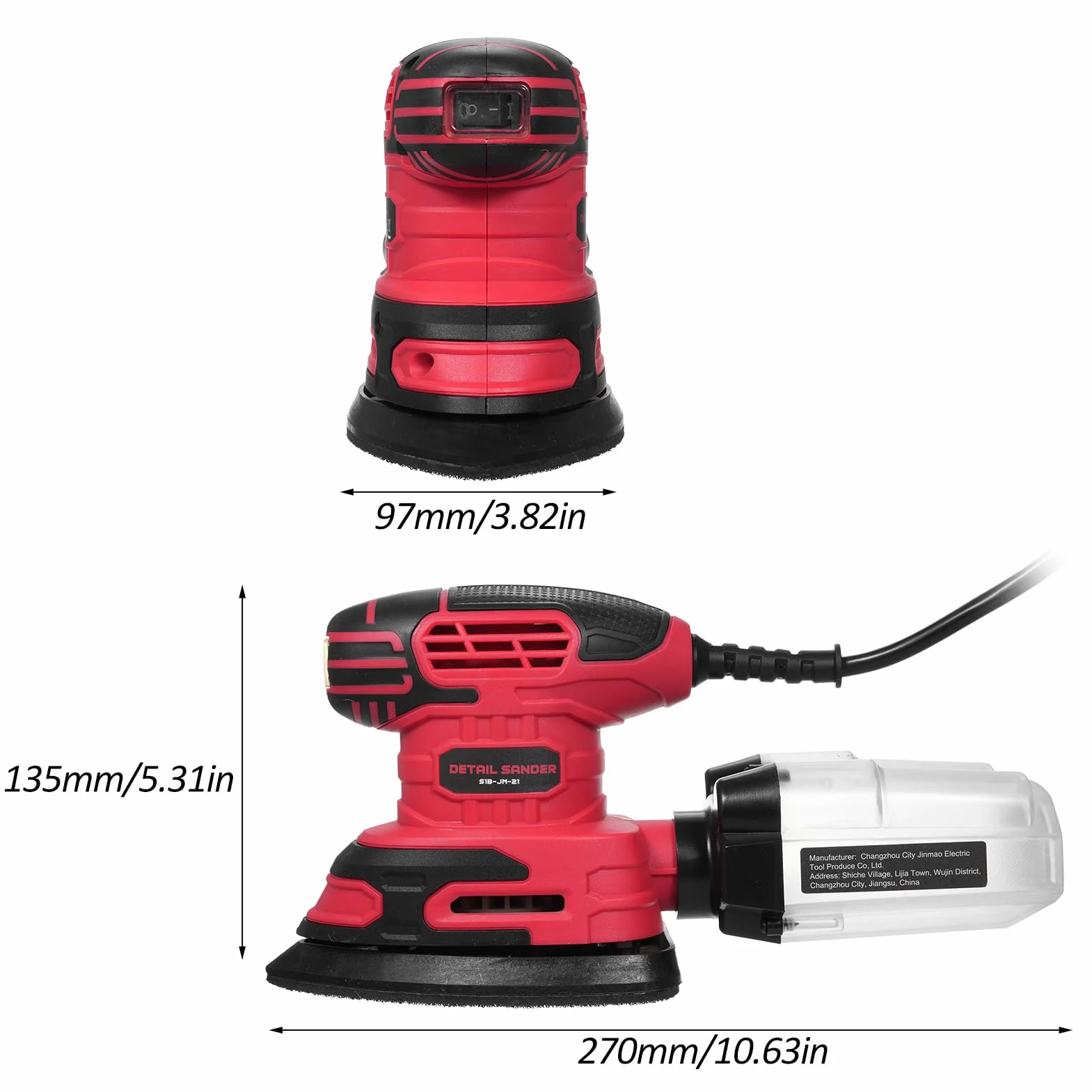 Szlifierka Delta, 220 W, 13000 OPM, szlifierka oscylacyjna z odpylaczem, szlifierka ręczna 1,6 A, z 20 papierami ściernymi do drewna