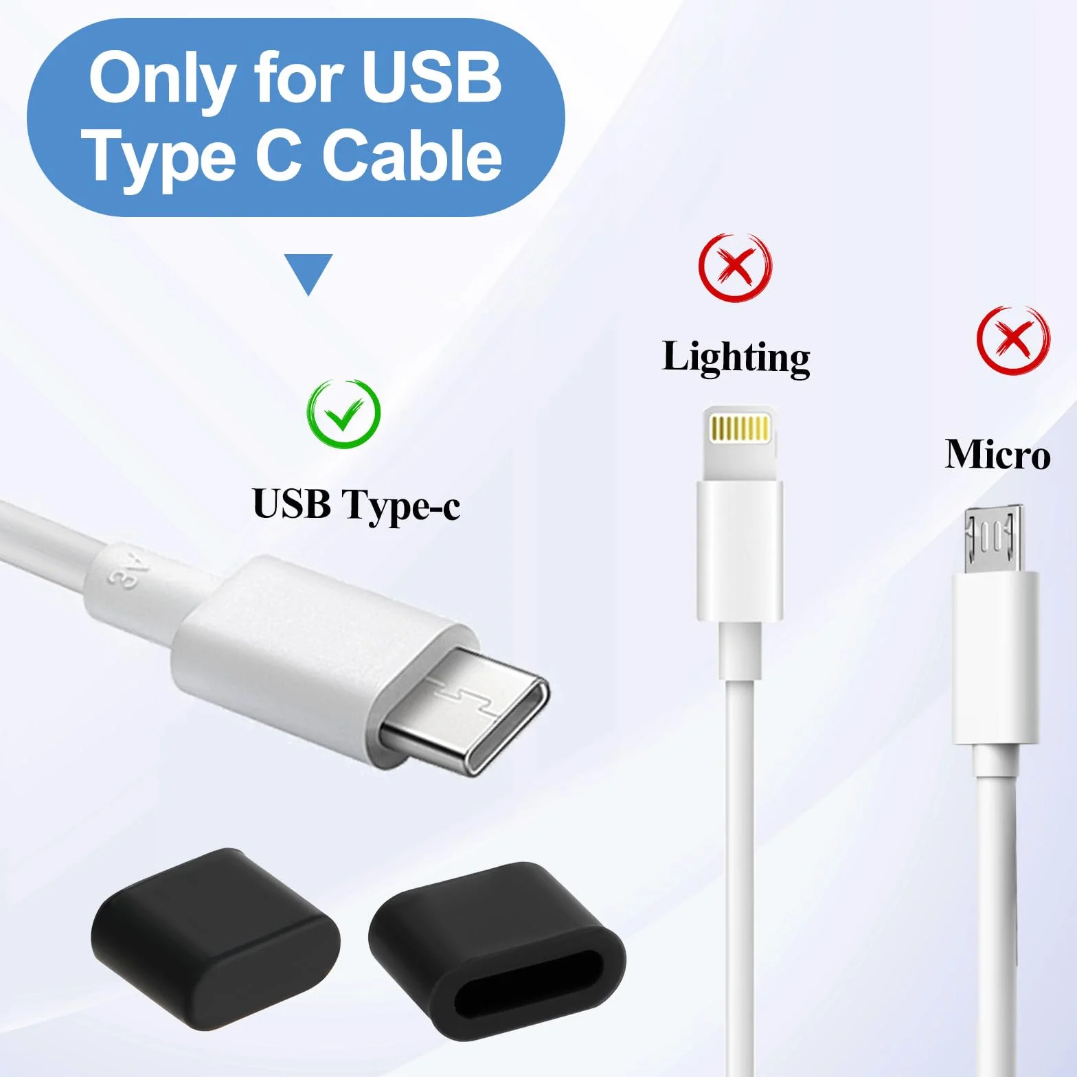 Larrel 20 sztuk silikonowe zatyczki USB C ochroną przeciwpyłową z plastikową skrzynką