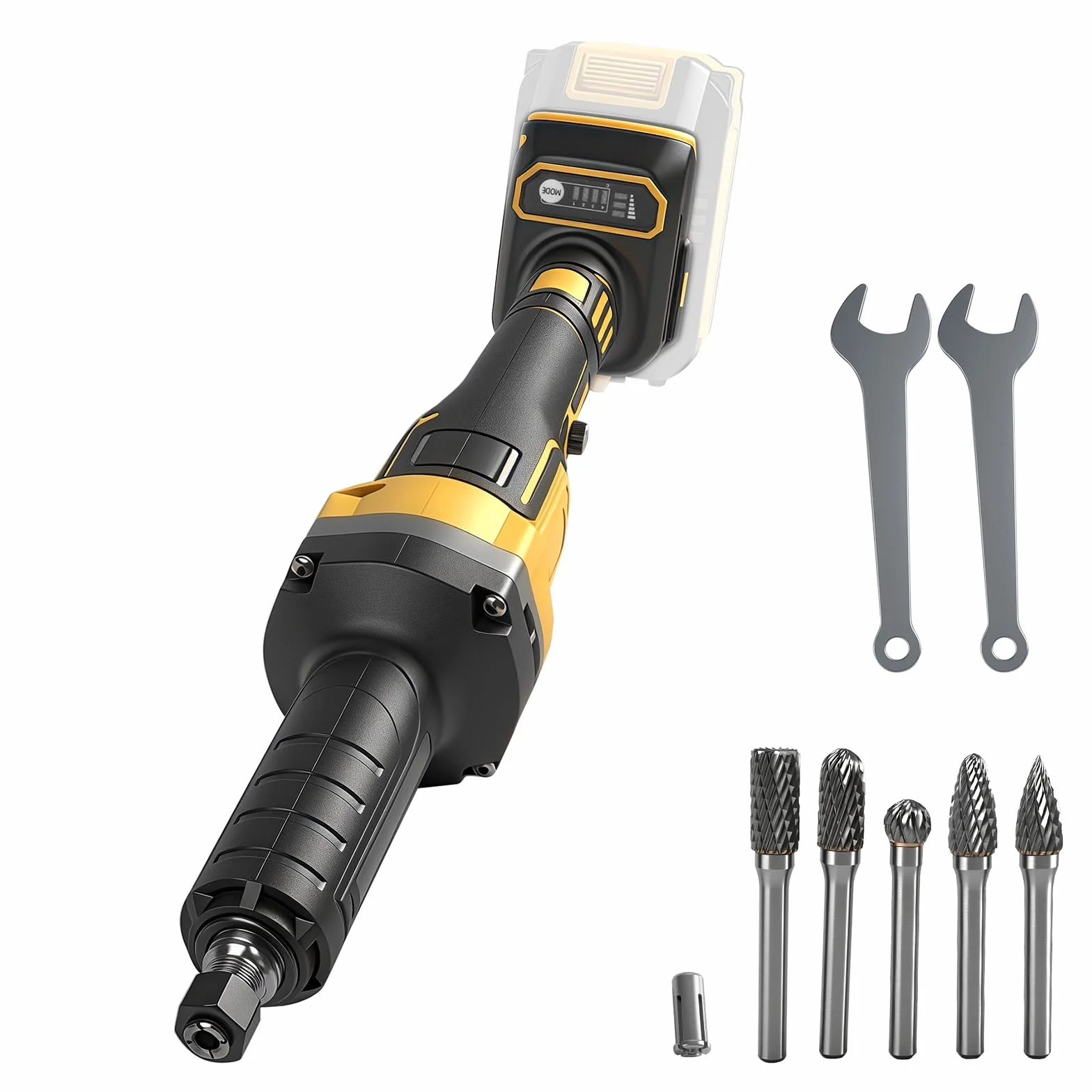Akumulatorowa szlifierka prętowa kompatybilna z akumulatorem Dewalt 20 V, bezszczotkowa elektryczna szlifierka prosta z 5 bitami szlifierskimi, trzpień 6 mm do usuwania rdzy, polerowania, gratowania