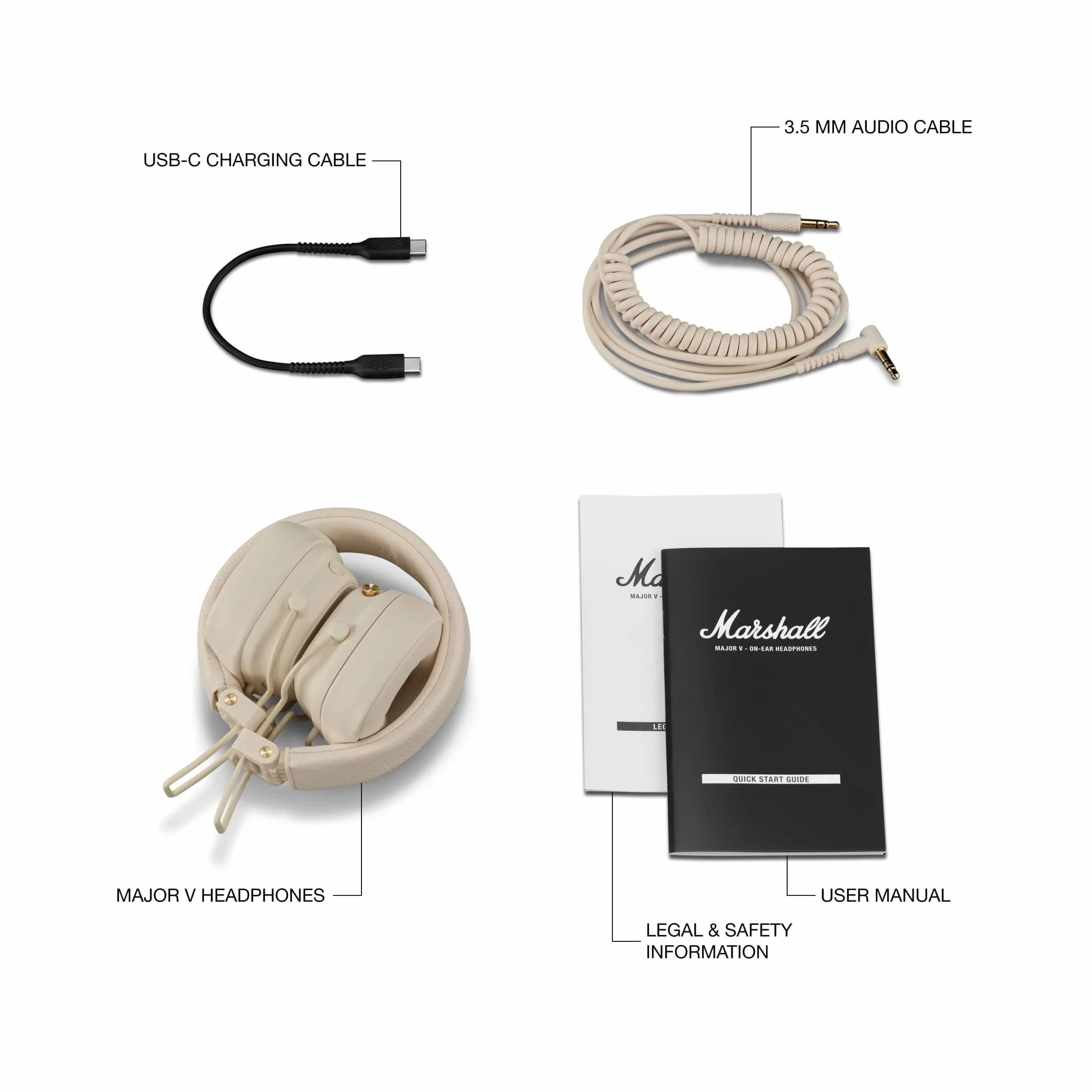 Marshall Major V Bezprzewodowe słuchawki Bluetooth Biały